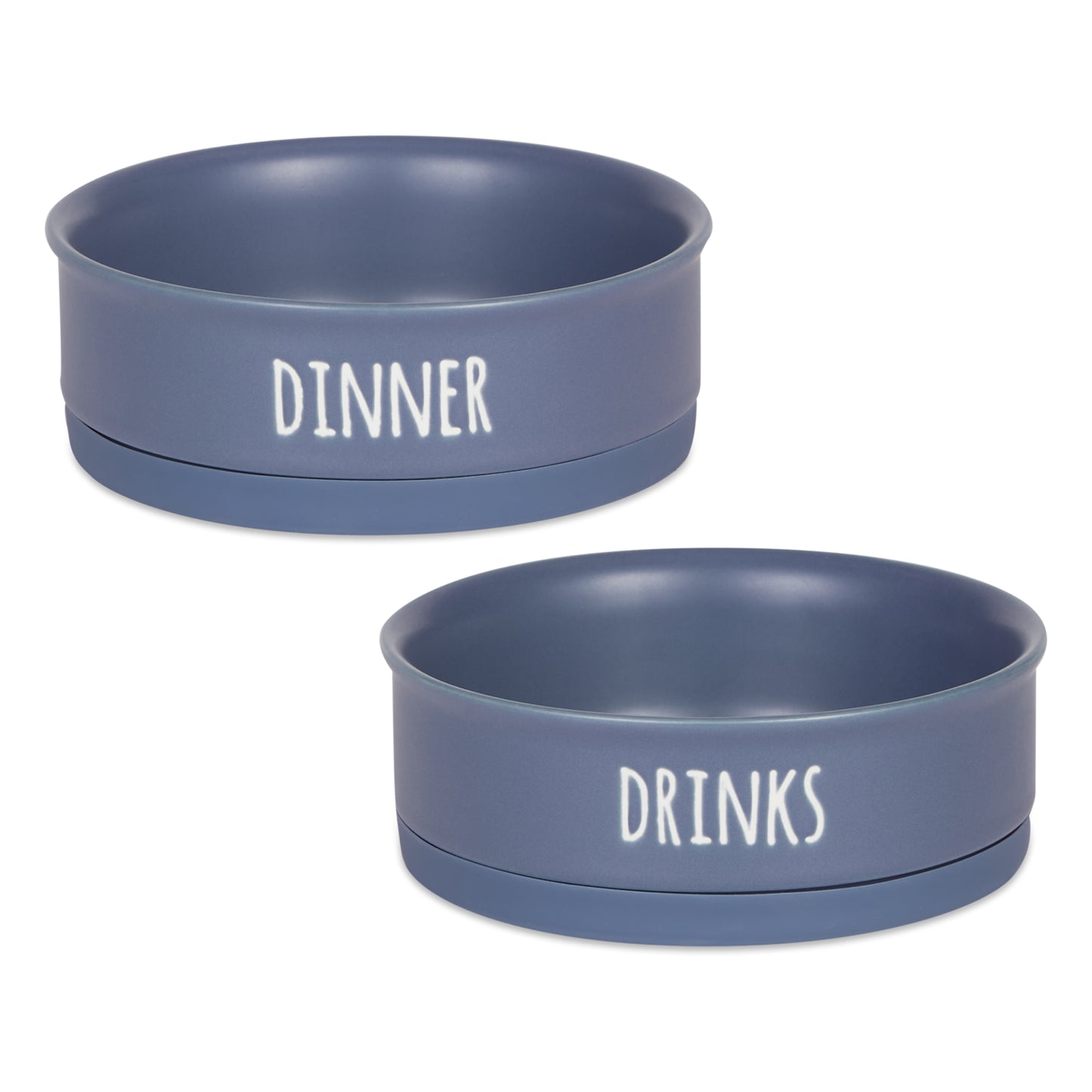 French Blue Dinner, Drinks & Dessert Pet Bowl Set/2, Medium - 1.5 C. Capacity