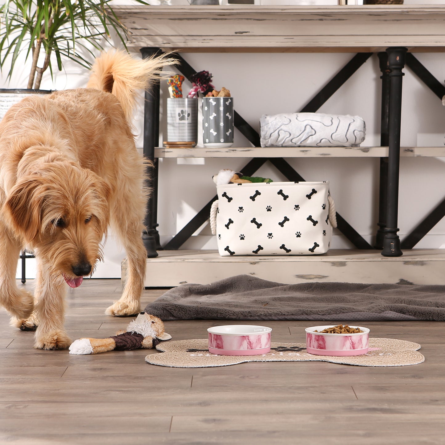 Pet Bowl Pink Marble Medium 6Dx2H Set of 2