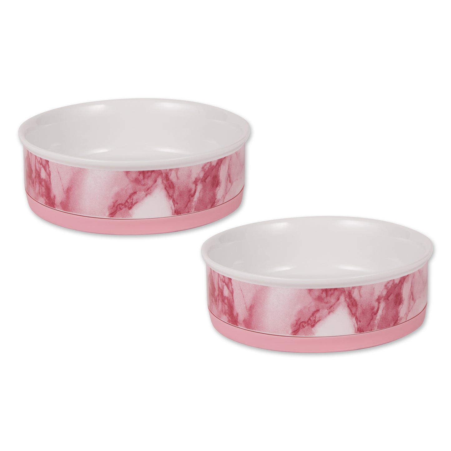 Pink Marble Pet Bowl Set/2, Large 3.75 C. Capacity