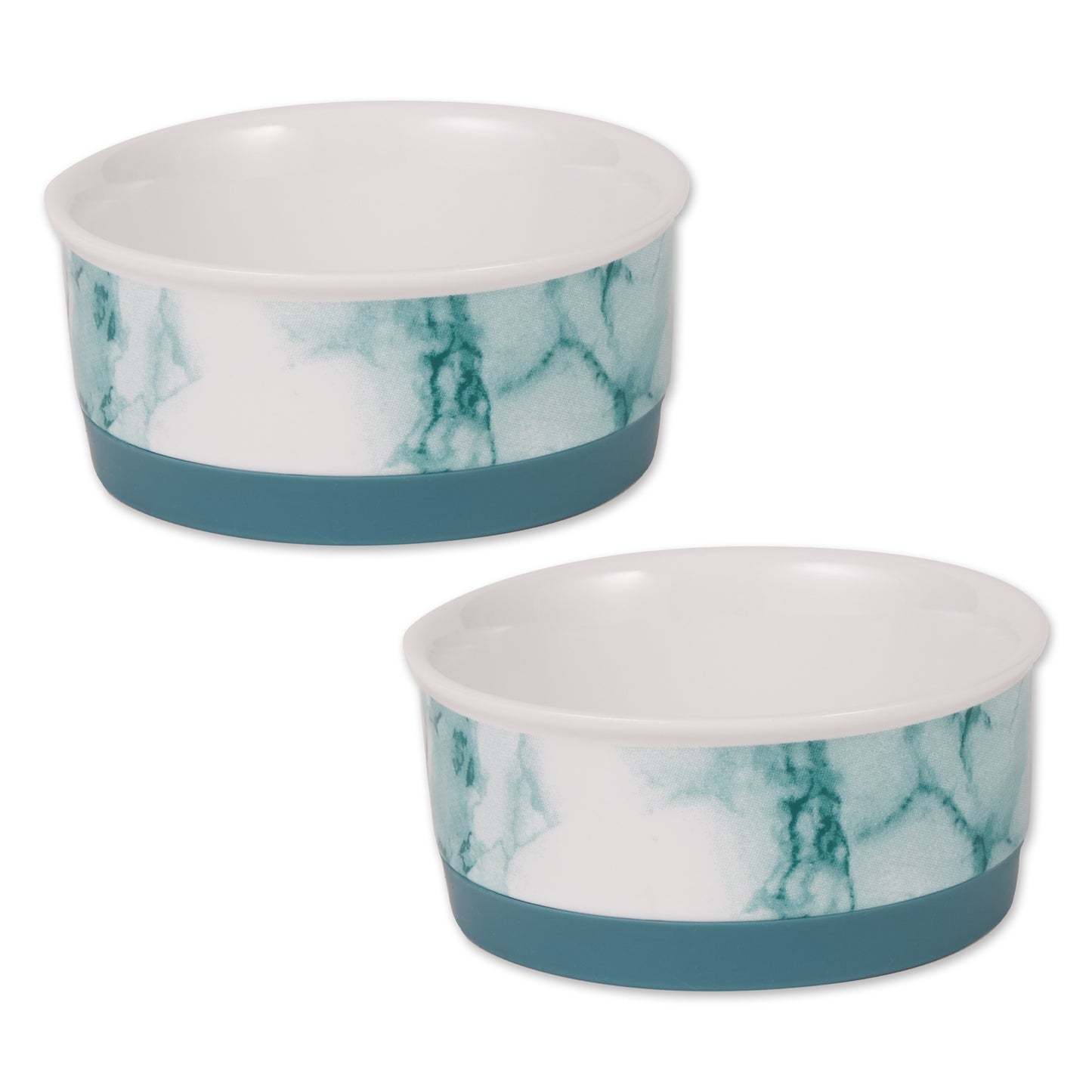 Teal Marble Pet Bowl Set of 2, Small - 3/4 C Capacity