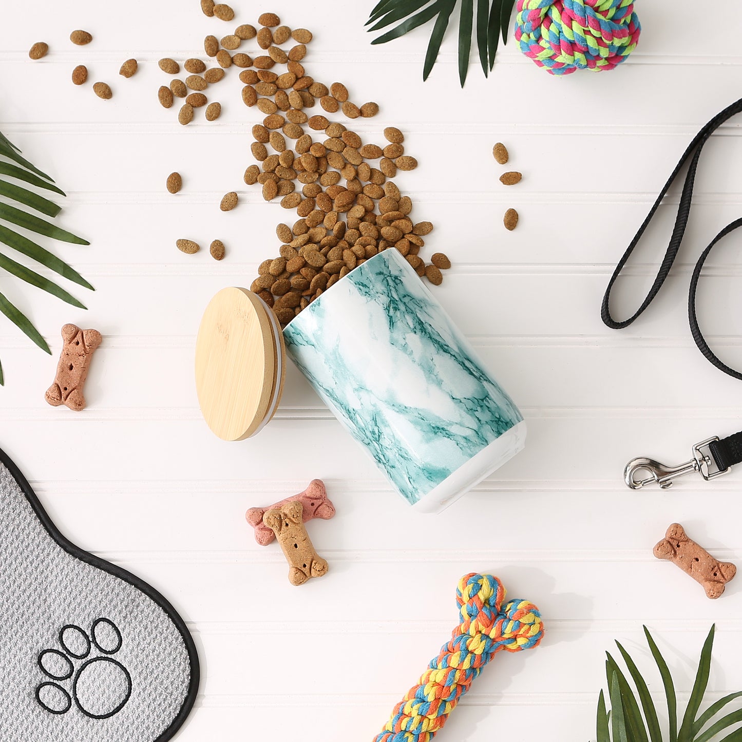 Teal Marble Pet Treat Canister - 4.5 Cup Capacity