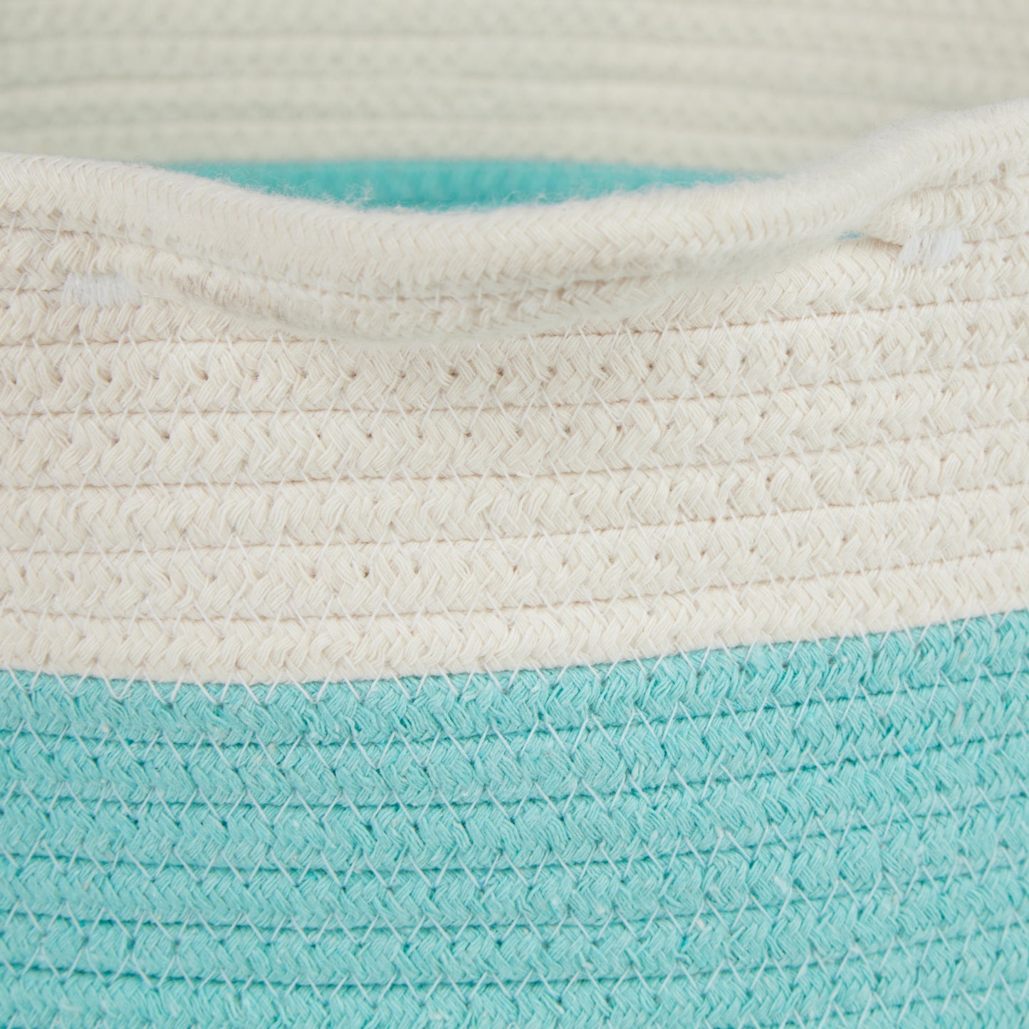 White & Aqua Cotton Rope Cat Ears Pet Basket
