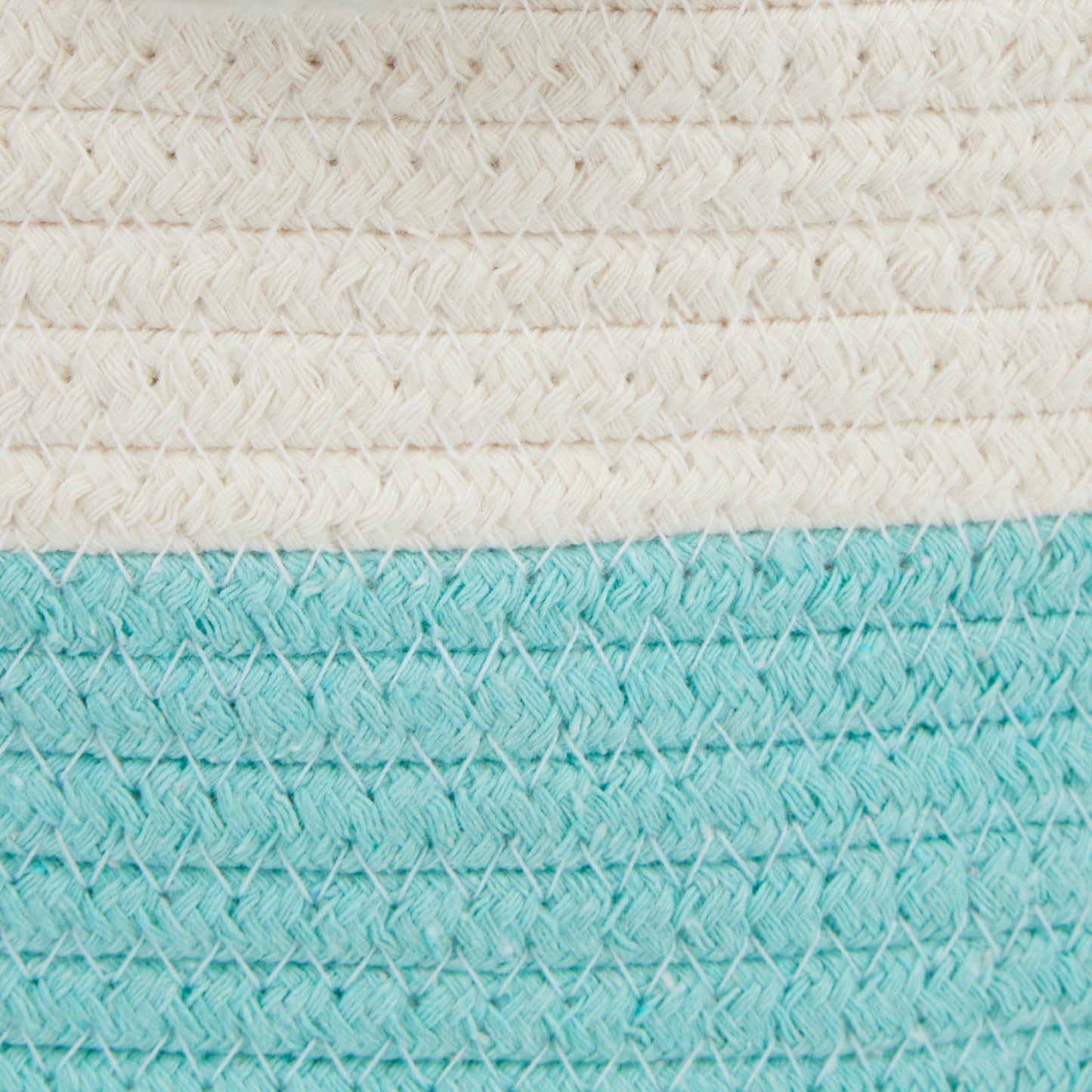 White & Aqua Cotton Rope Cat Ears Pet Basket