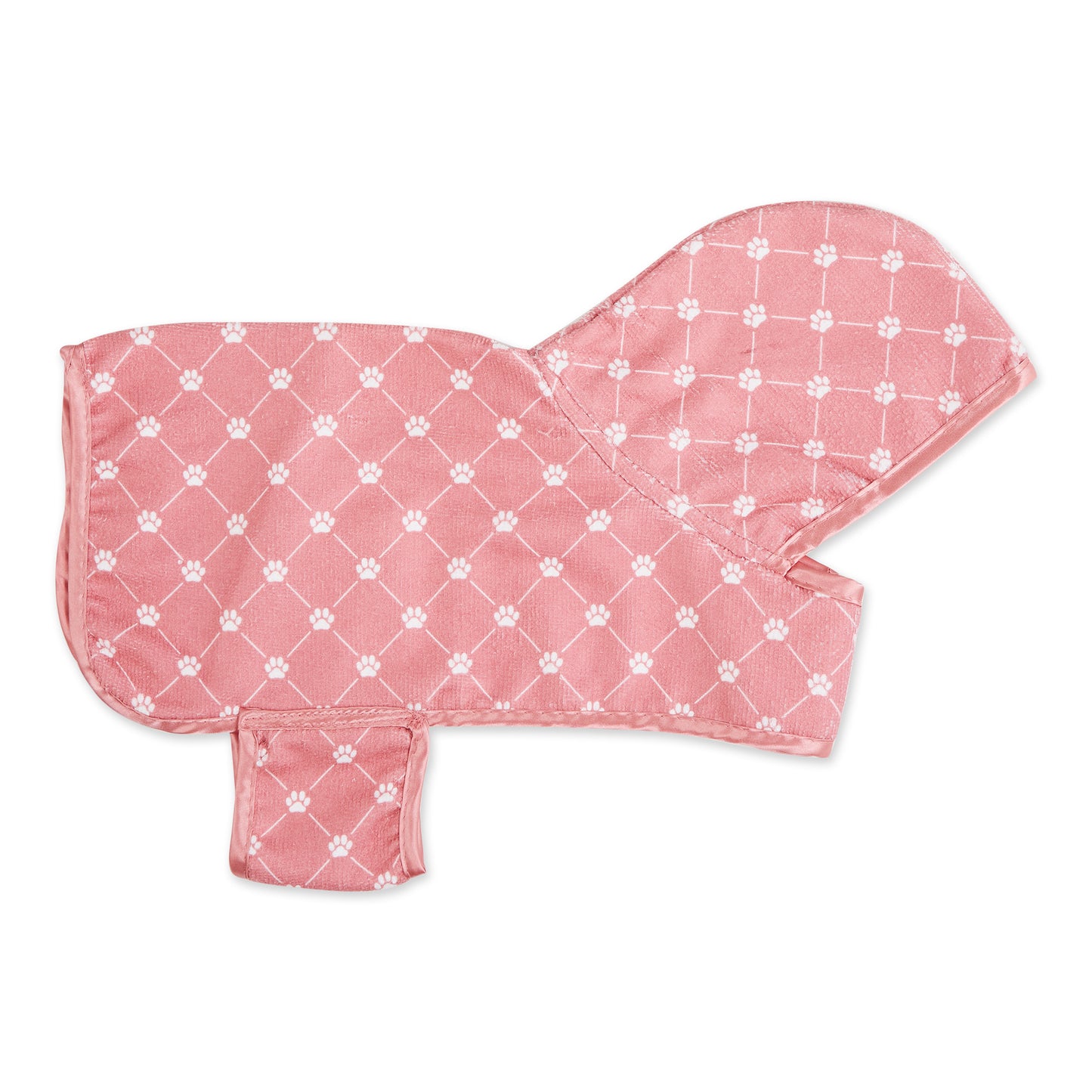 Microfiber Pet Robe, Trellis Paw Print - Rose - X-Small, up to 10 Lbs