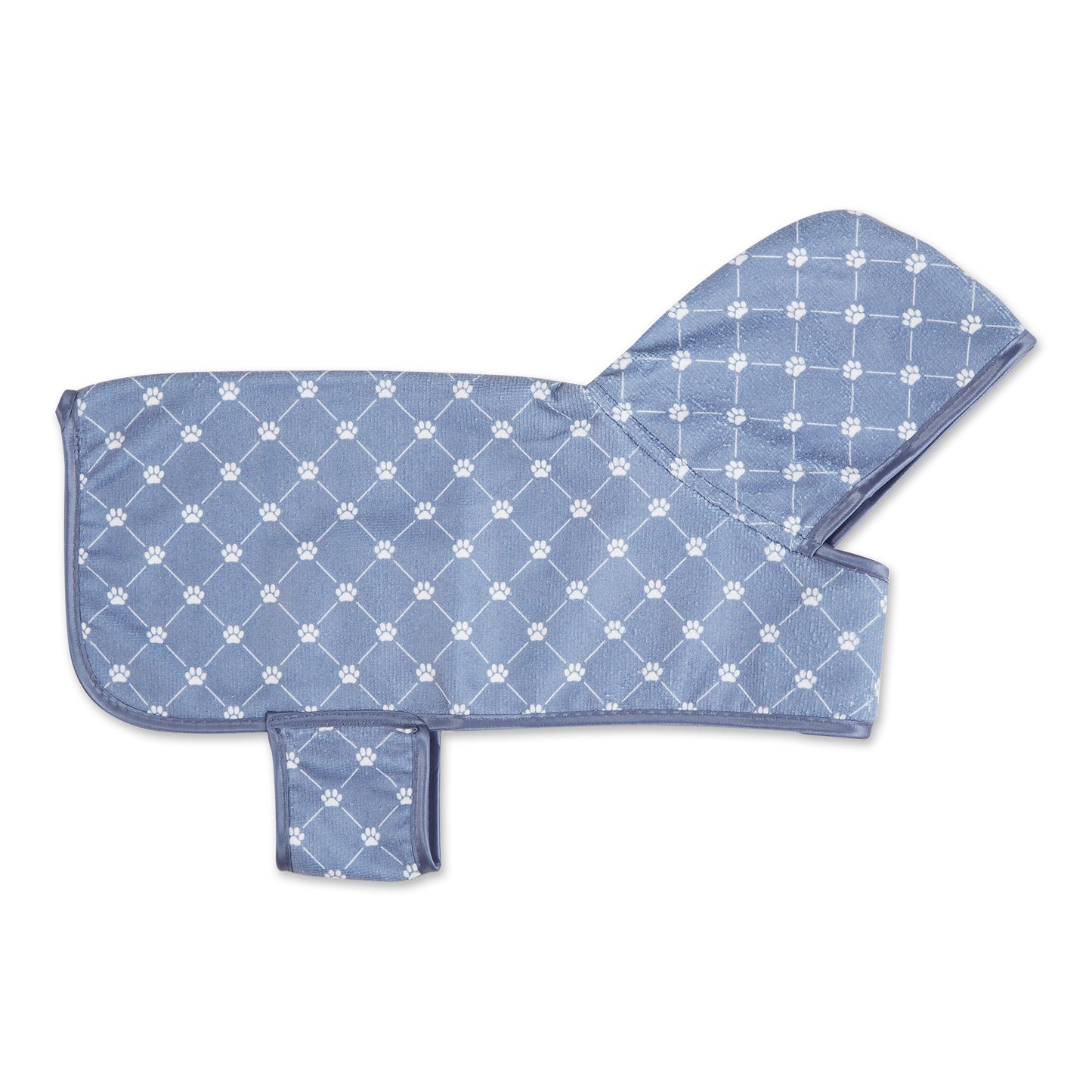 Microfiber Pet Robe, Trellis Paw Print - Stonewash Blue - Small, 10-20 Lbs