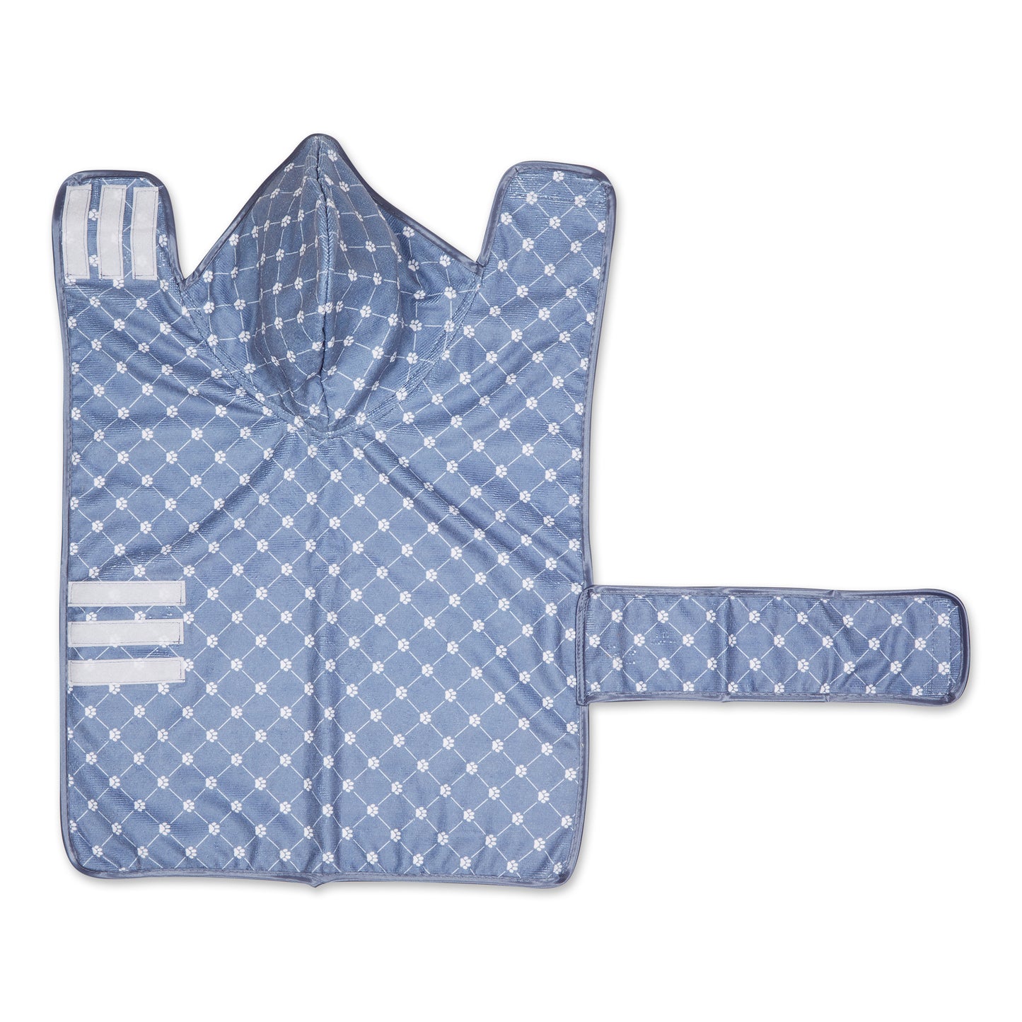 Microfiber Pet Robe, Trellis Paw Print - Stonewash Blue - Medium, 20-35 Lbs