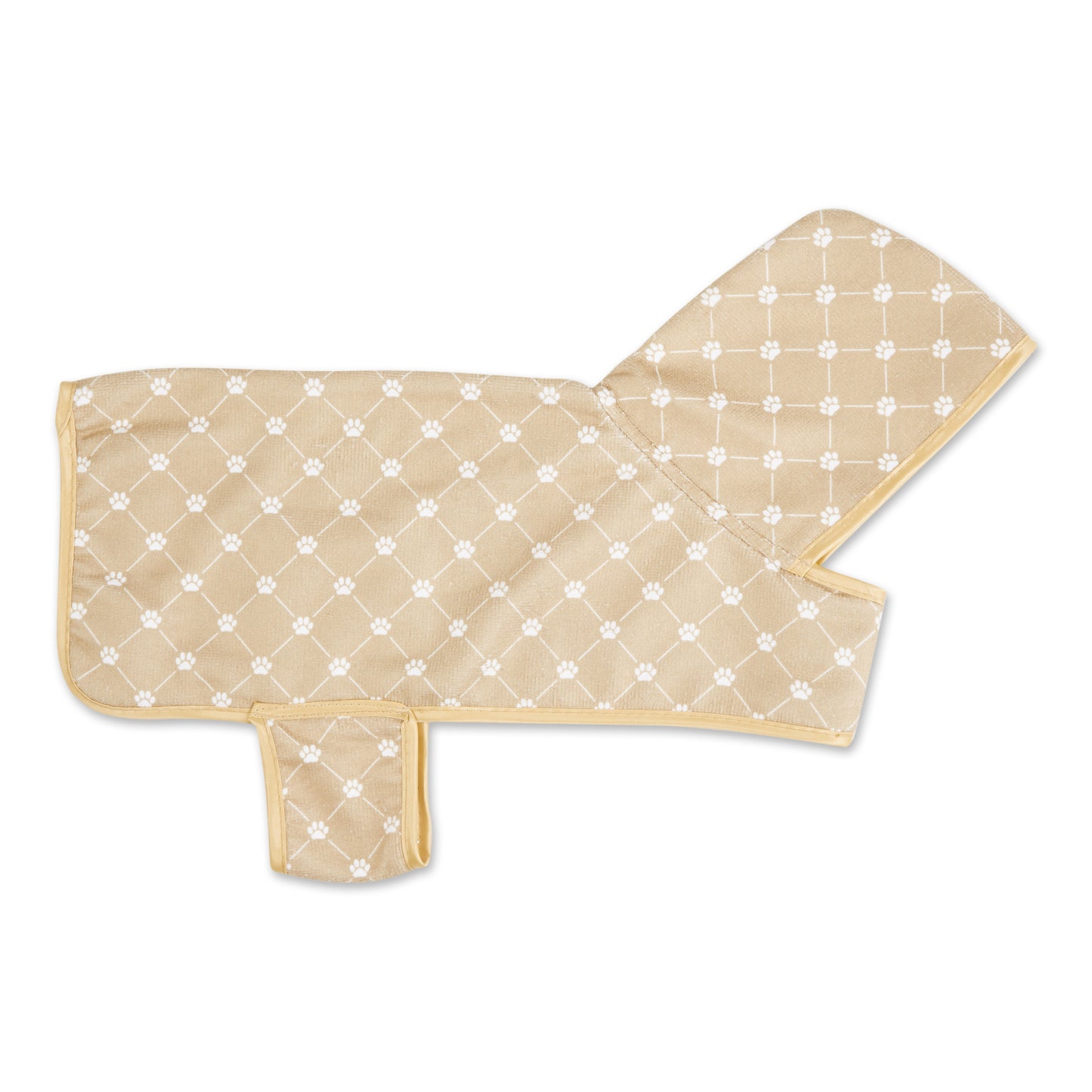 Taupe Printed Trellis Paw Print Small Pet Robe - 10-20 Lbs