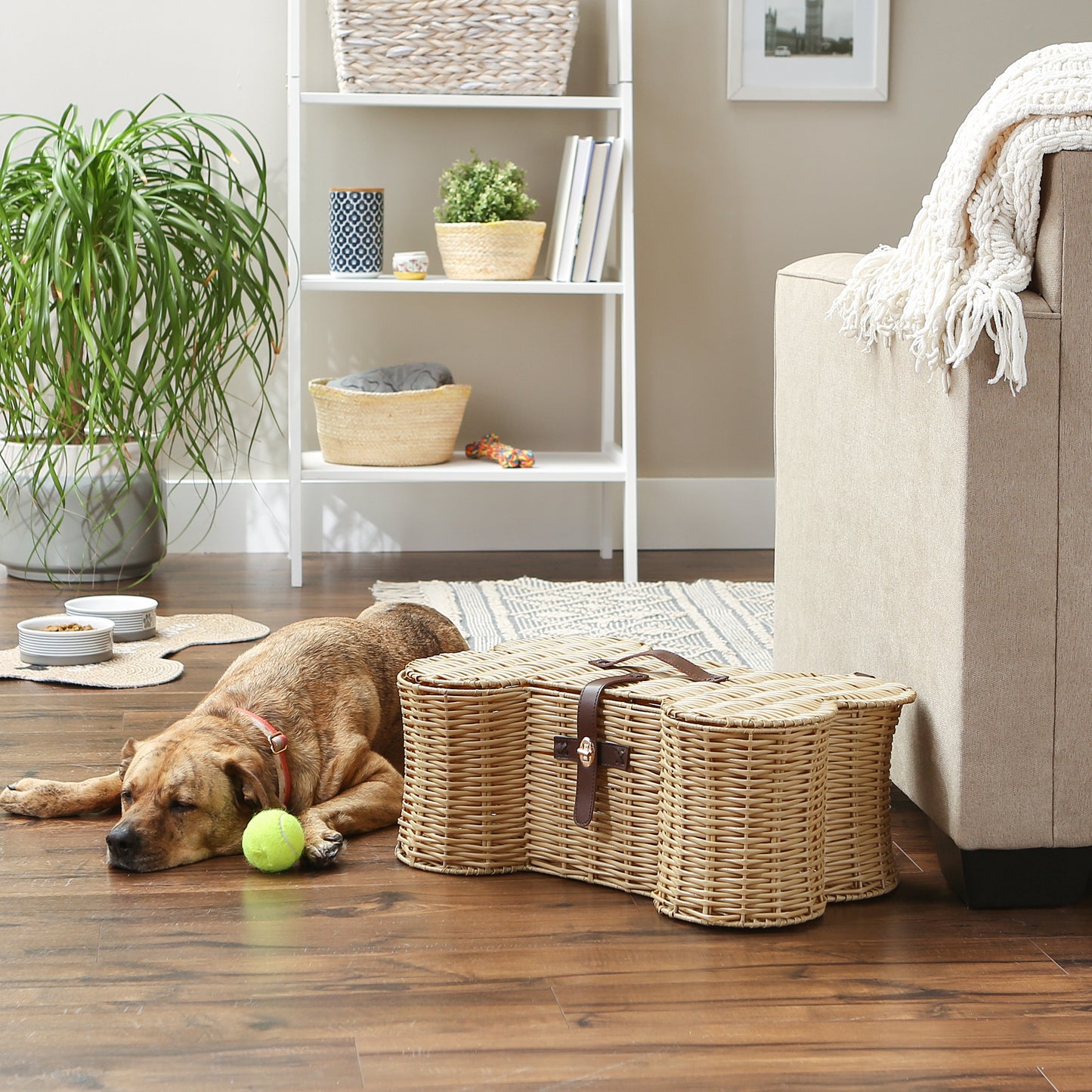 Beige Bone Shape Toy Basket Medium 21X13X8