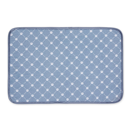 Stonewash Blue Printed Trellis Paw Pet Mat