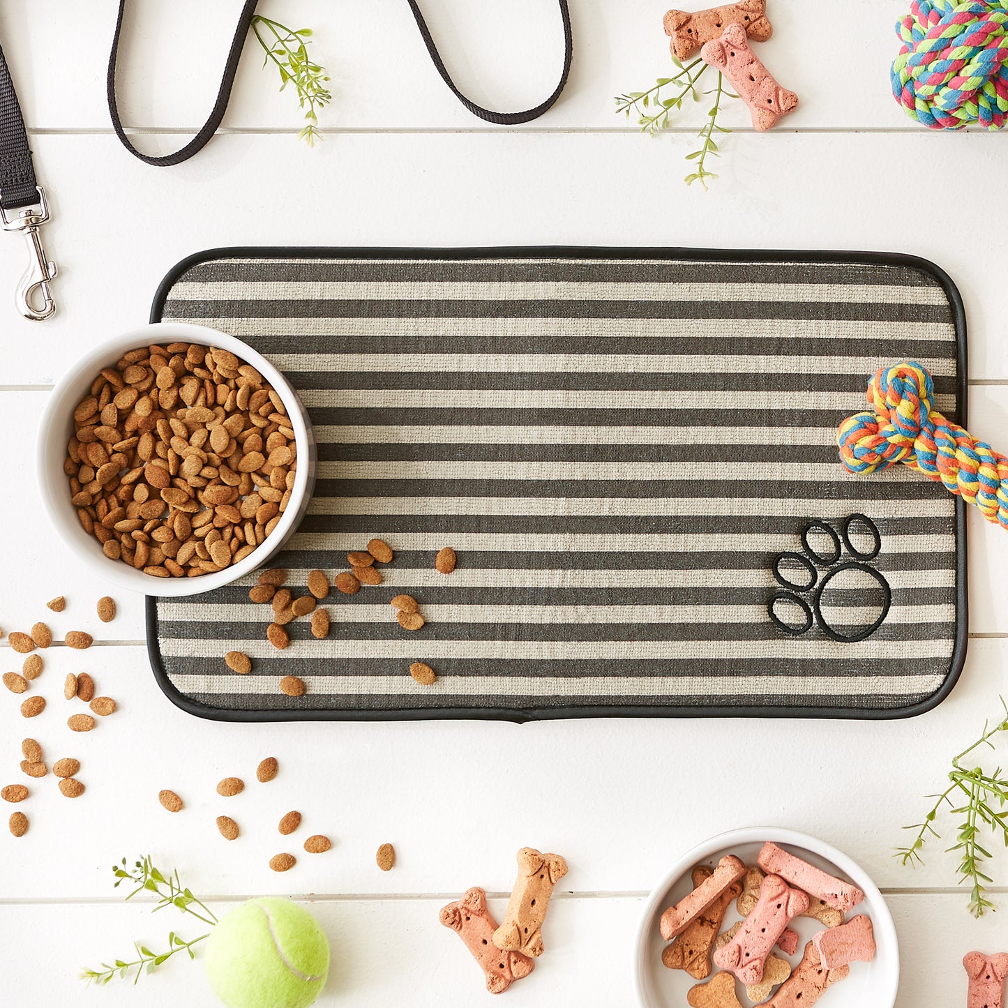 Brown Stripe Embroidered Paw Pet Mat Small
