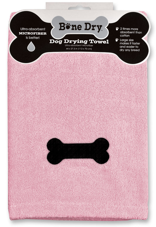 Pink Emb Bone Microfiber Pet Drying Towel