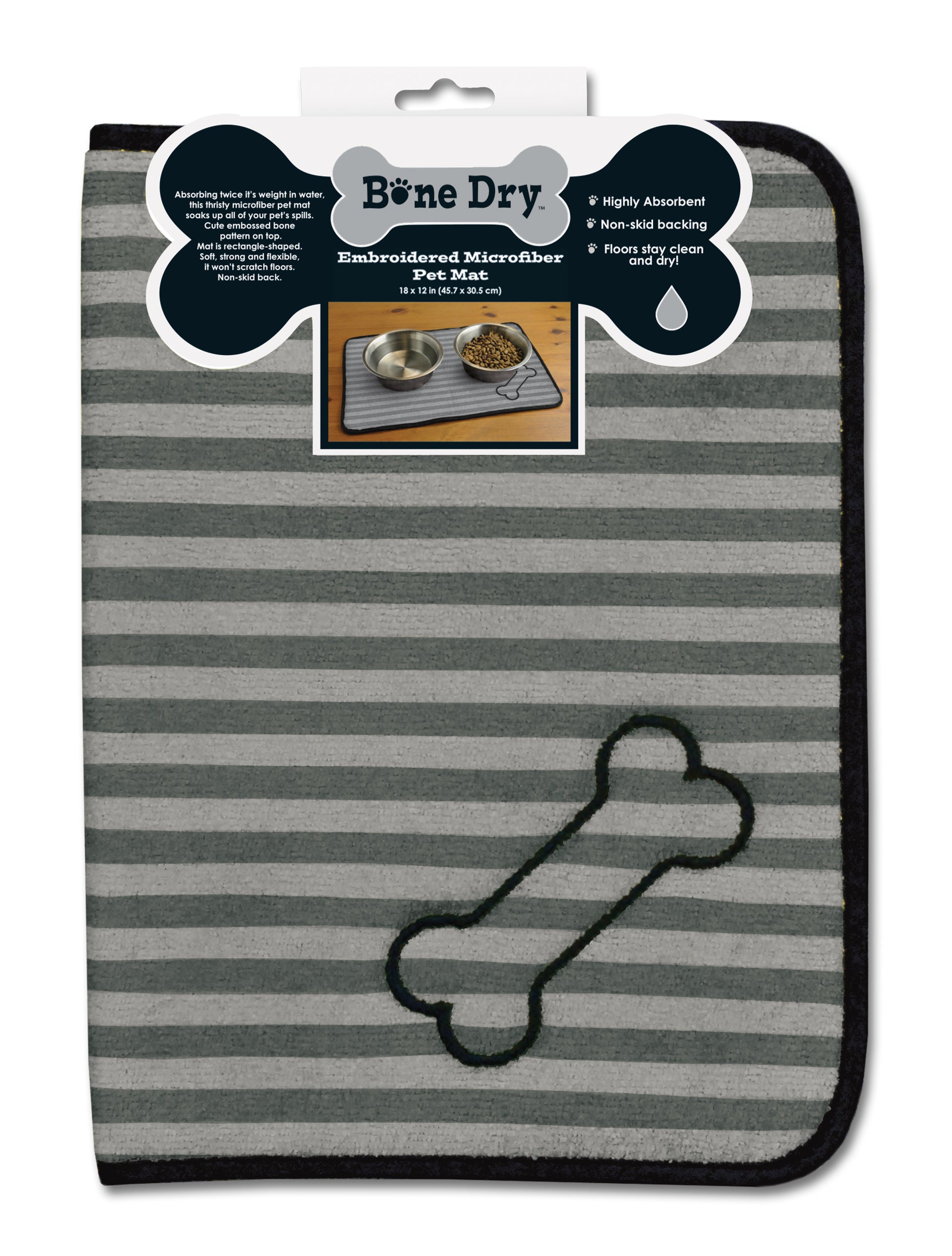 Grey Striped Emb Pet Mat