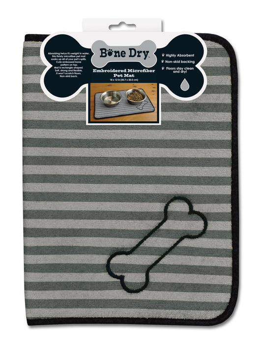 Grey Striped Emb Pet Mat