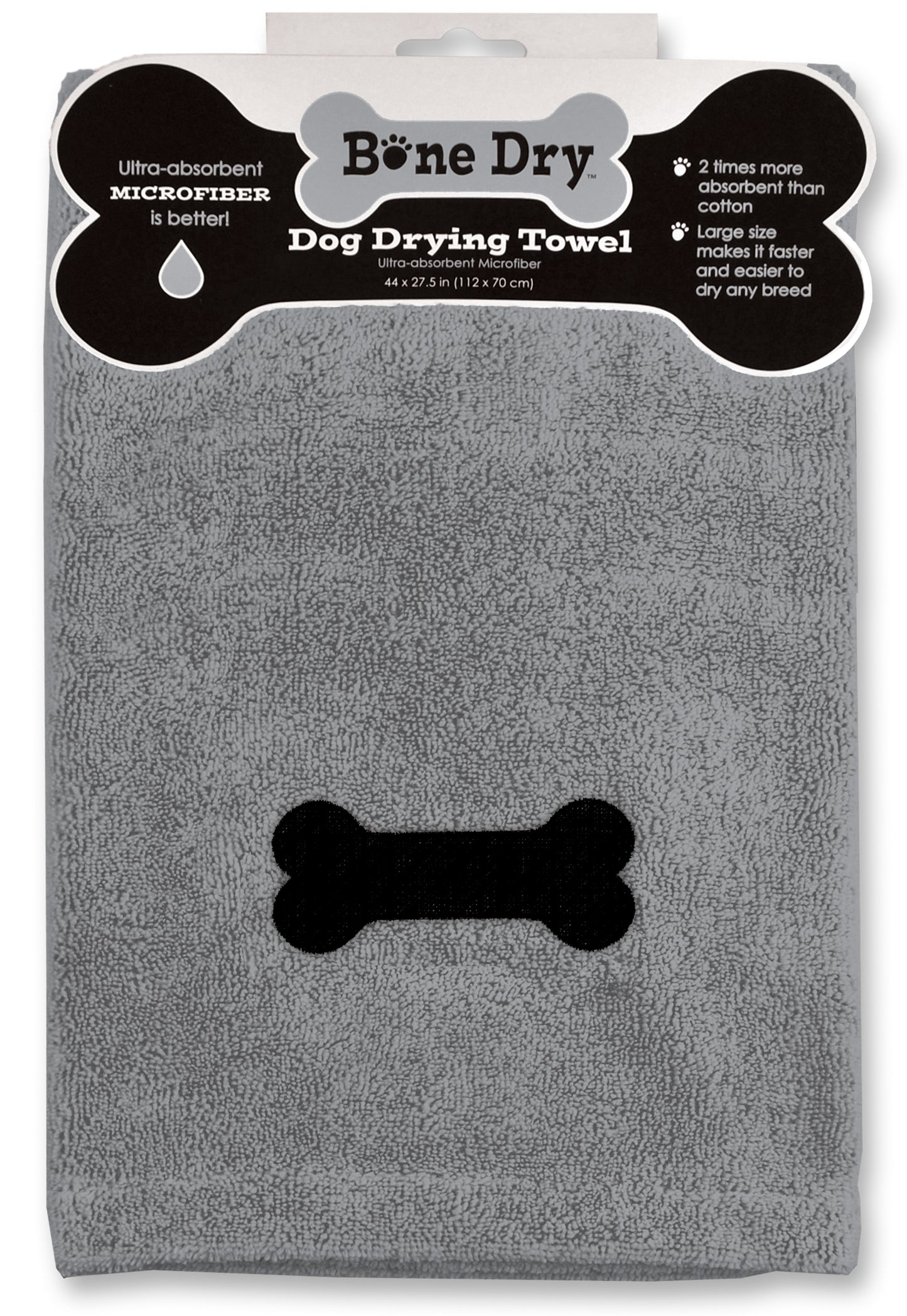 Grey Emb Bone Microfiber Drying Towel