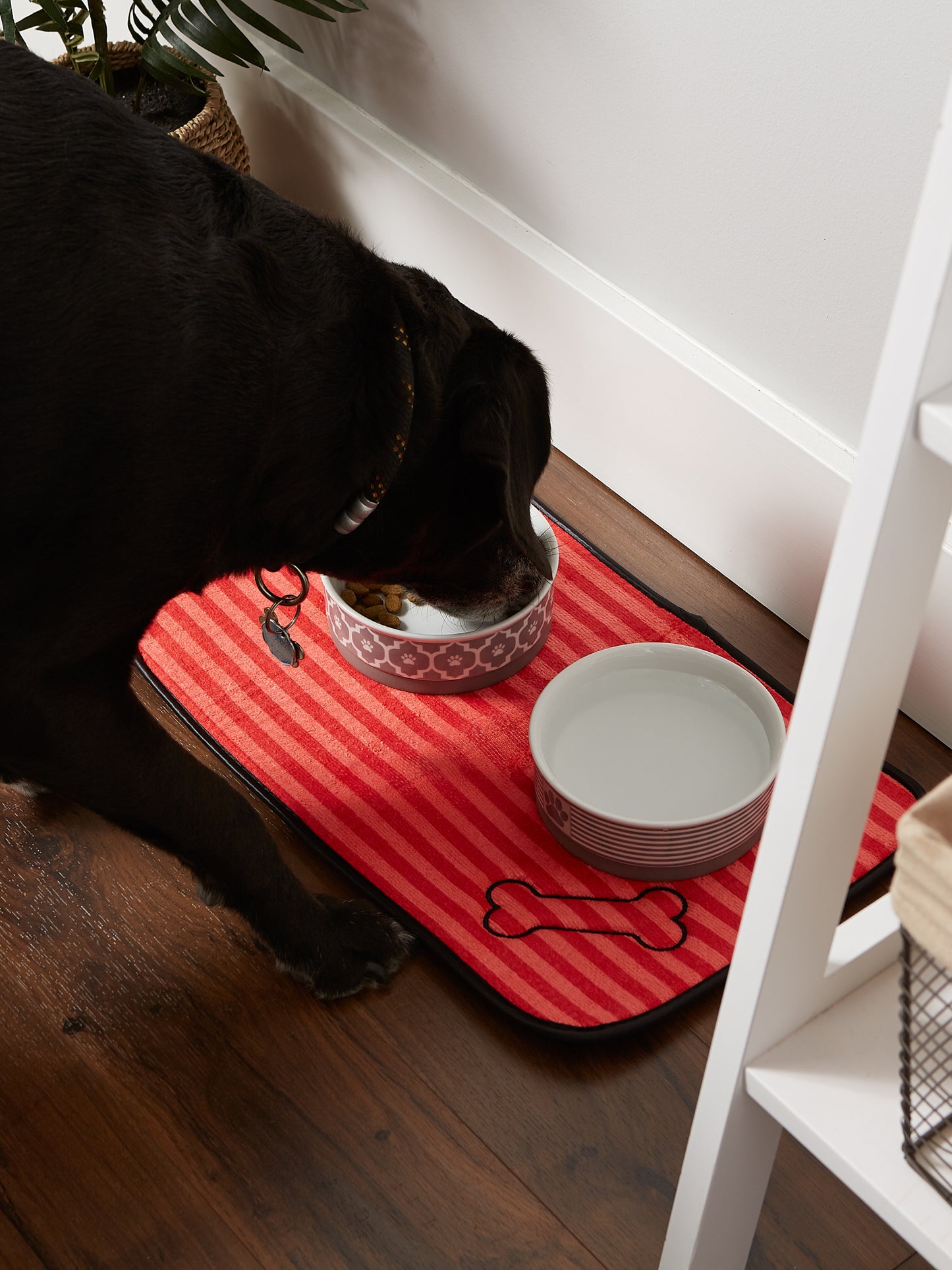 Red Stripe Embroidered Bone Pet Mat