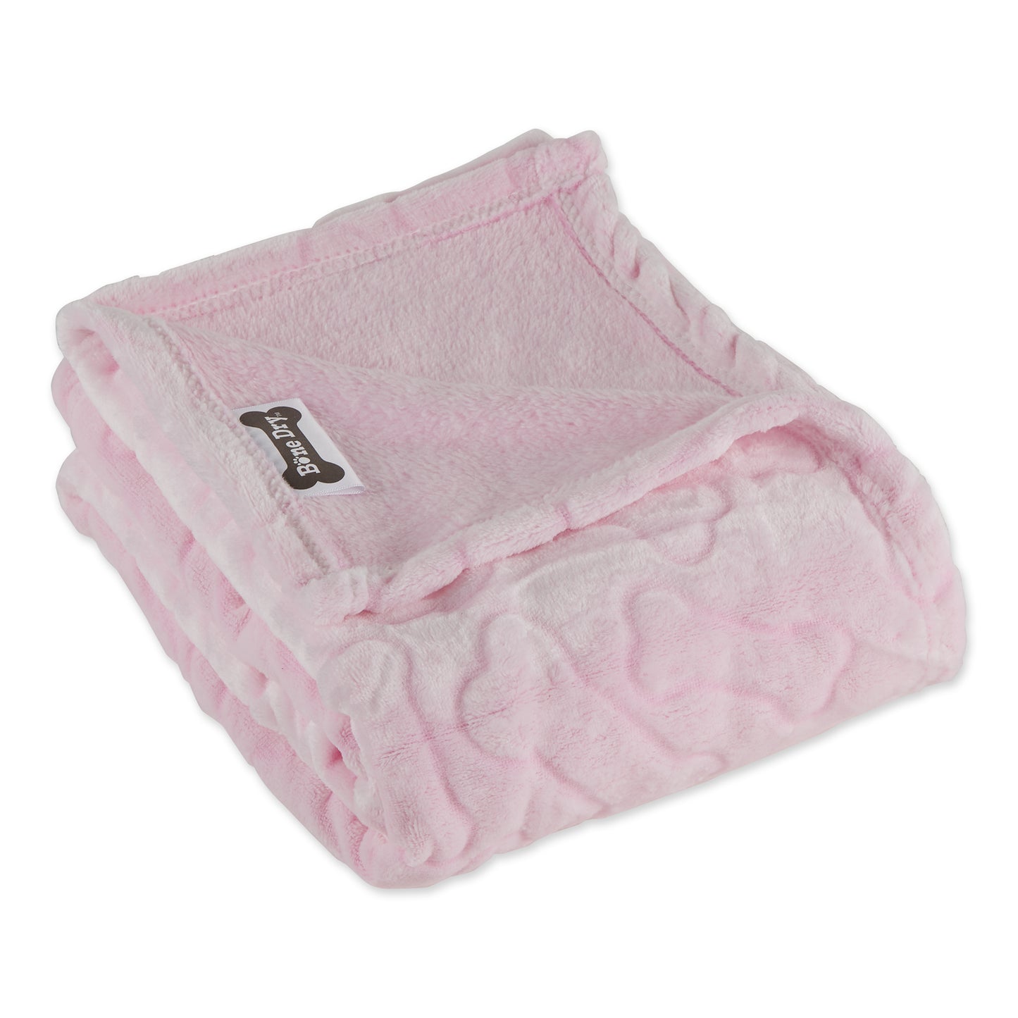 Bone Dry Fleece Pet Blanket, Embossed Bone Print, Pink - 36x48"