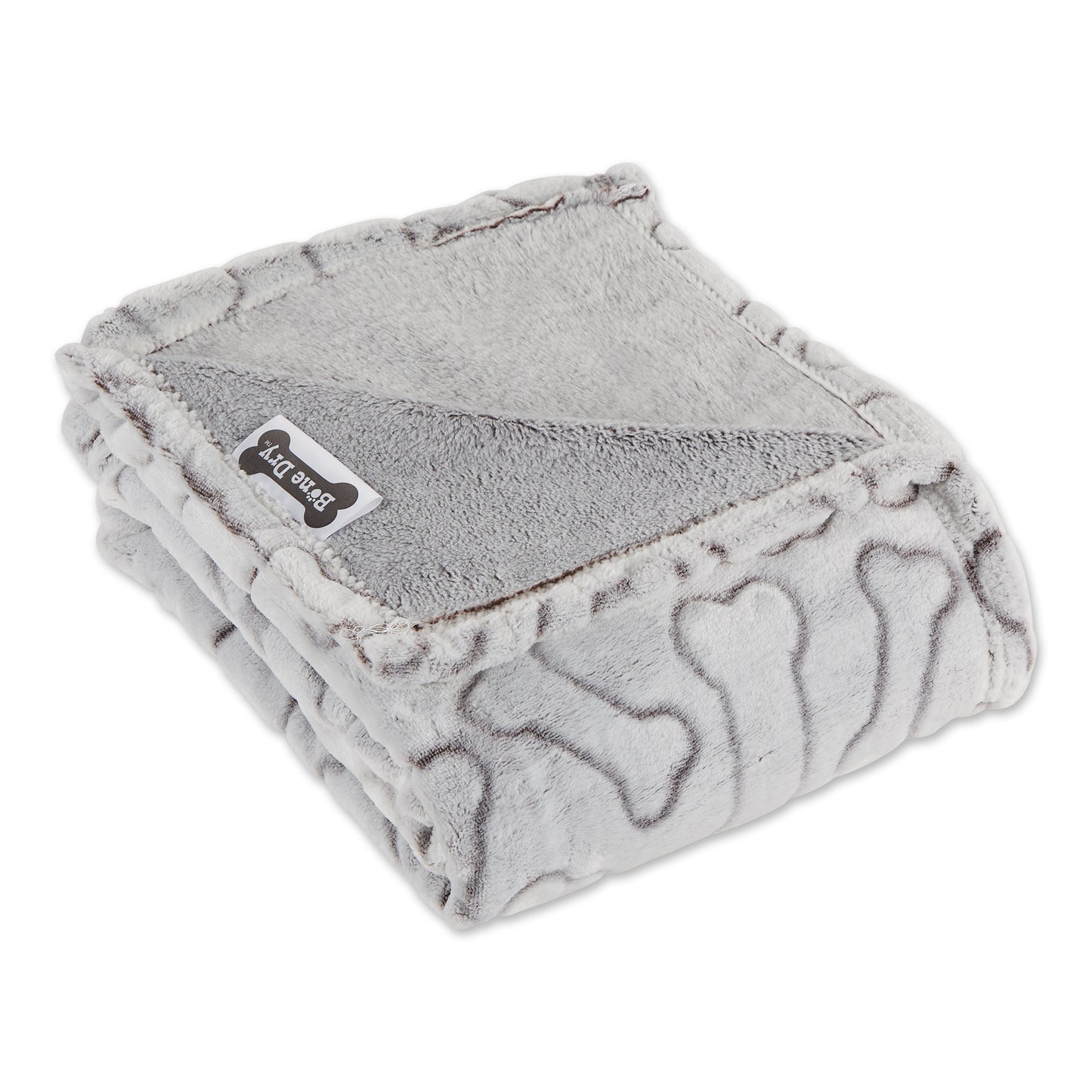 Bone Dry Fleece Pet Blanket, Embossed Bone Print, Taupe - 36x48"