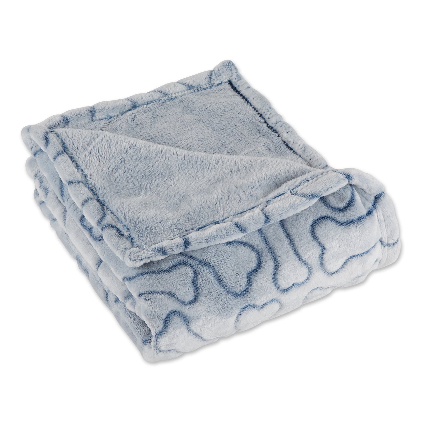 Bone Dry Fleece Pet Blanket, Embossed Bone Print, Navy - 36x48"