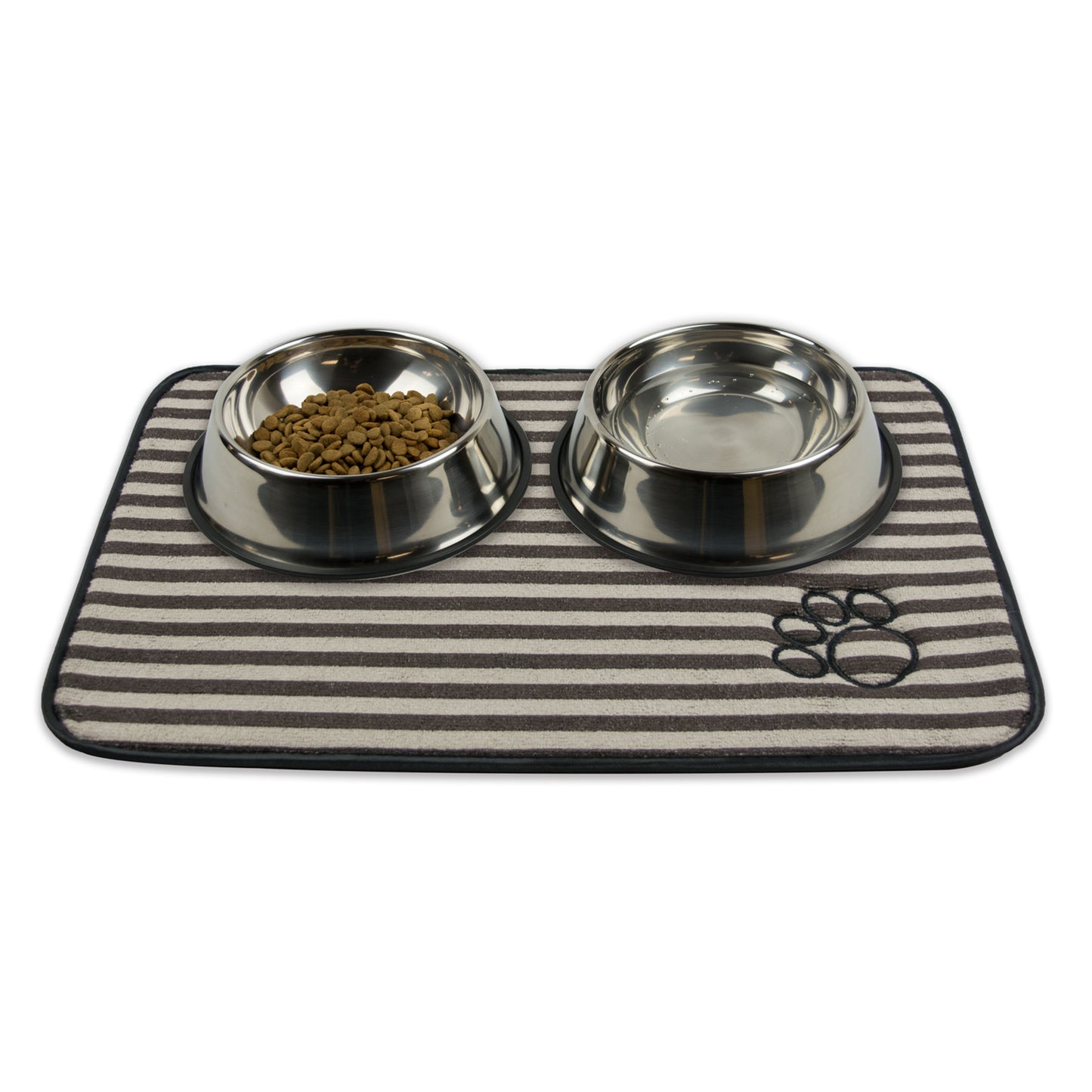 Brown Striped Emb Paw Pet Mat