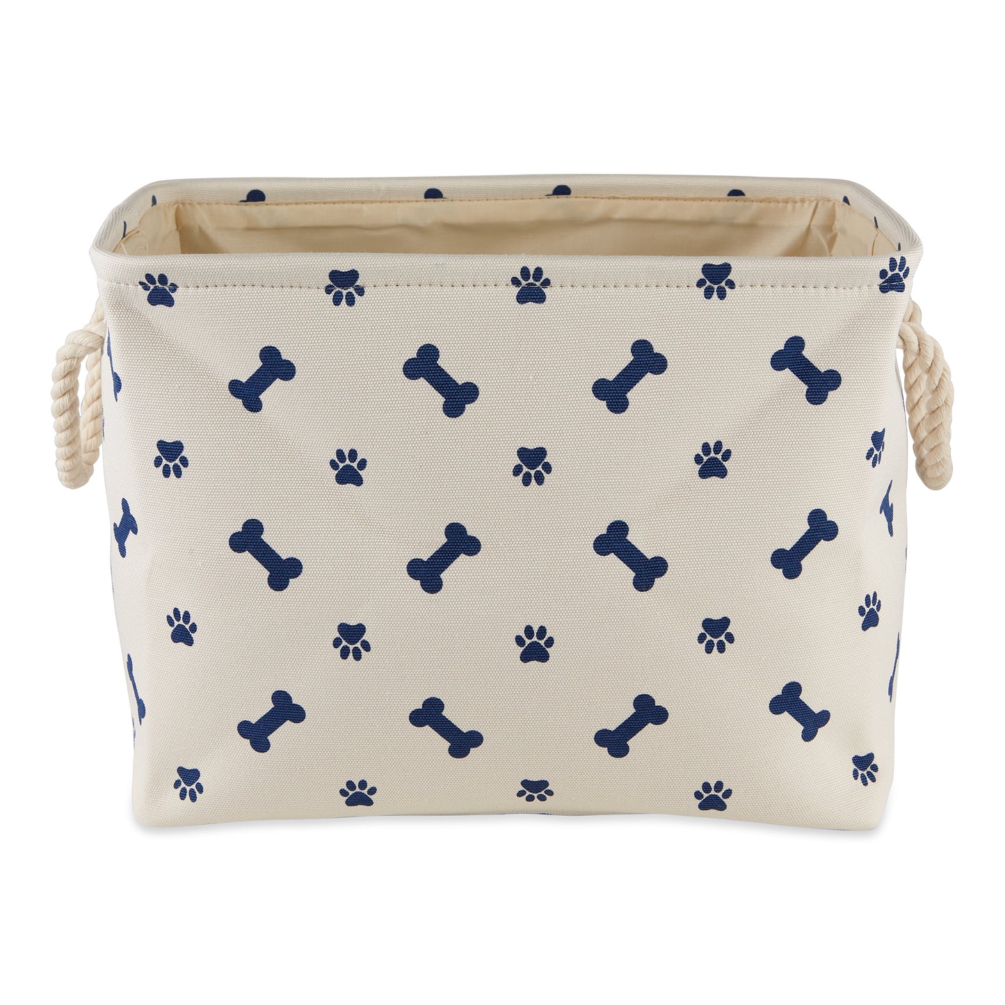 Bone Dry Collapsible Pet Storage Bin, Paw/Bone Print, Nautical Blue, Small - 14x8x9"