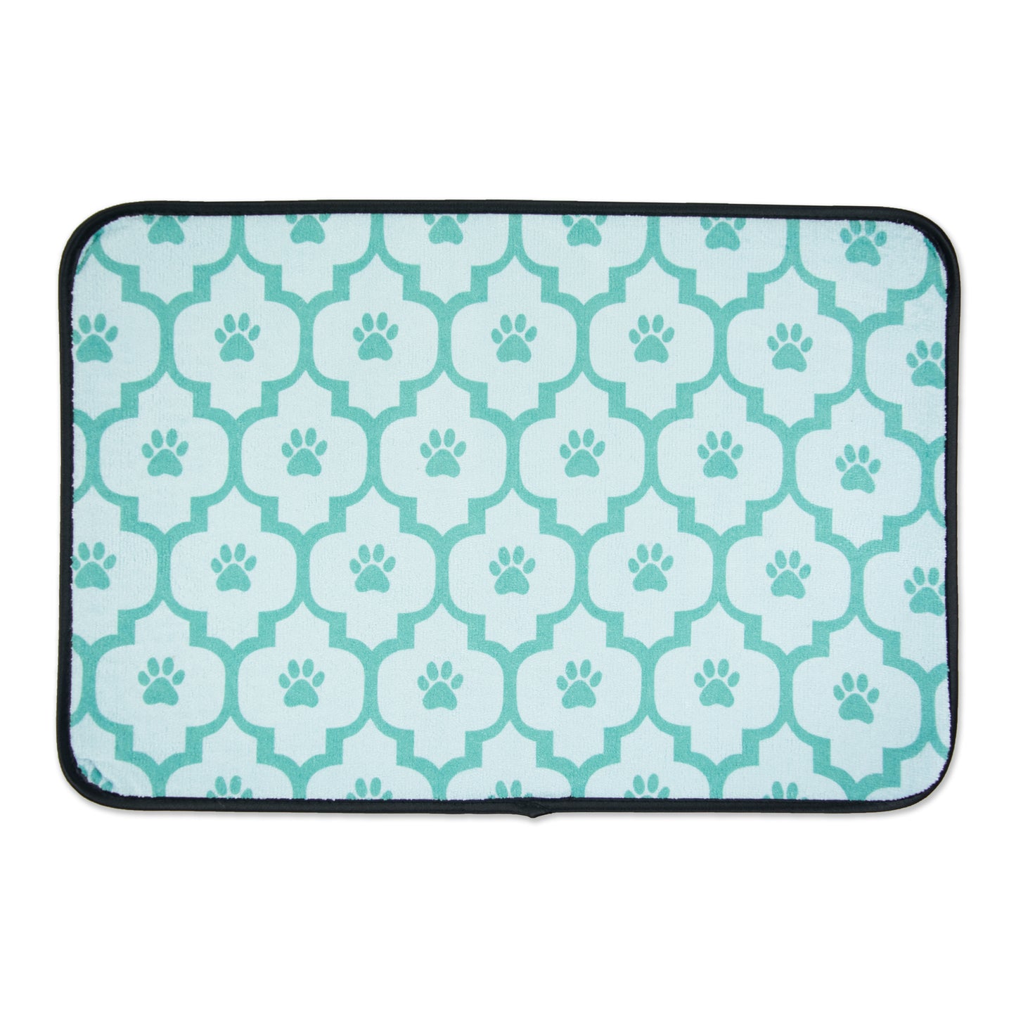 Aqua Lattice Paw Print Pet Mat