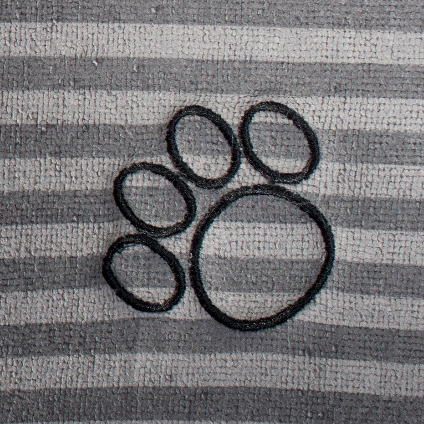 Large Gray Stripe Embroidered Paw Pet Mat