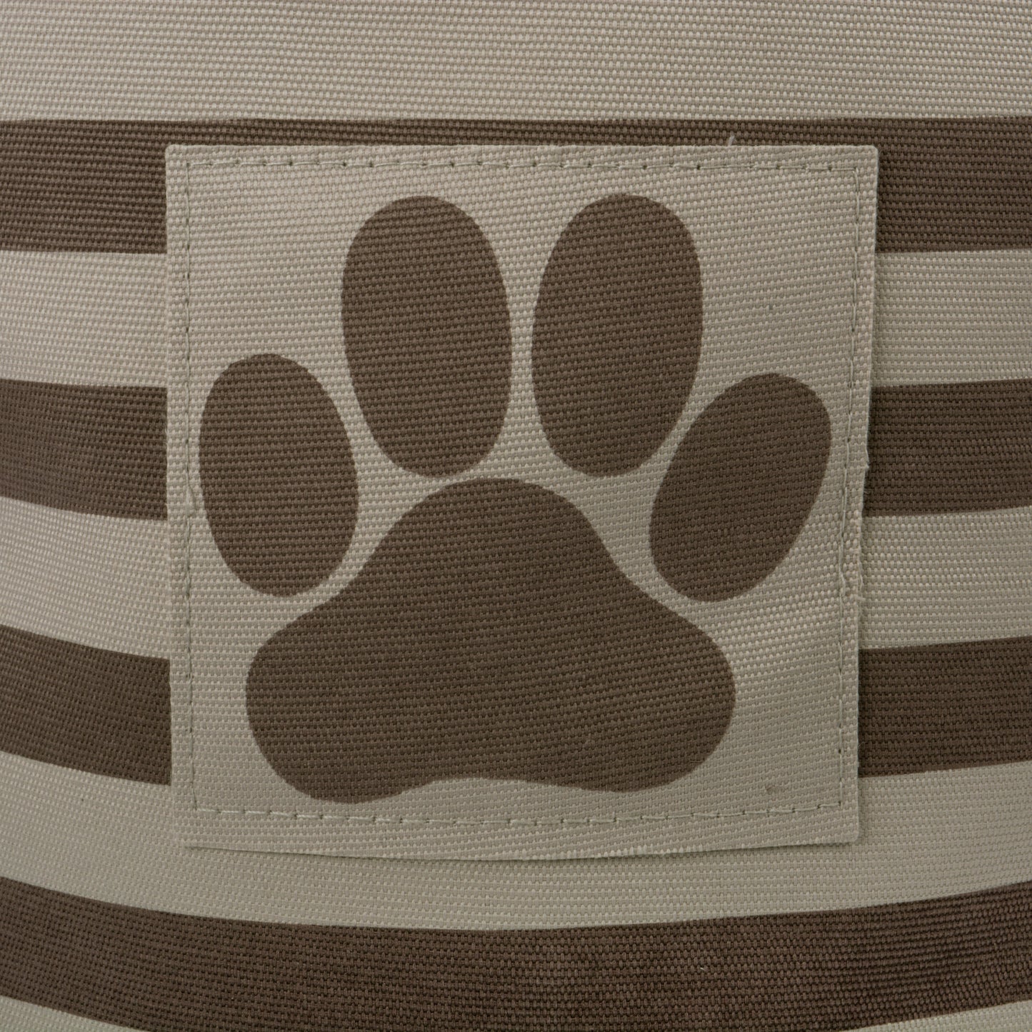 Polyester Pet Bin Stripe With Paw Patch Brown Round Medium 12X15X15