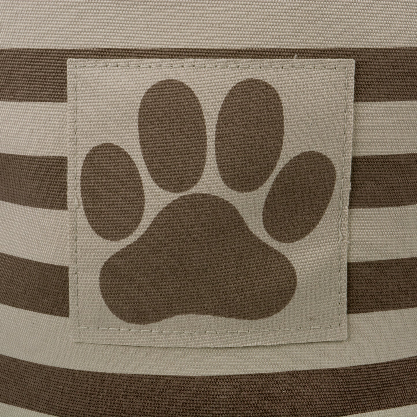 Polyester Pet Bin Stripe With Paw Patch Brown Round Large 15X18X18