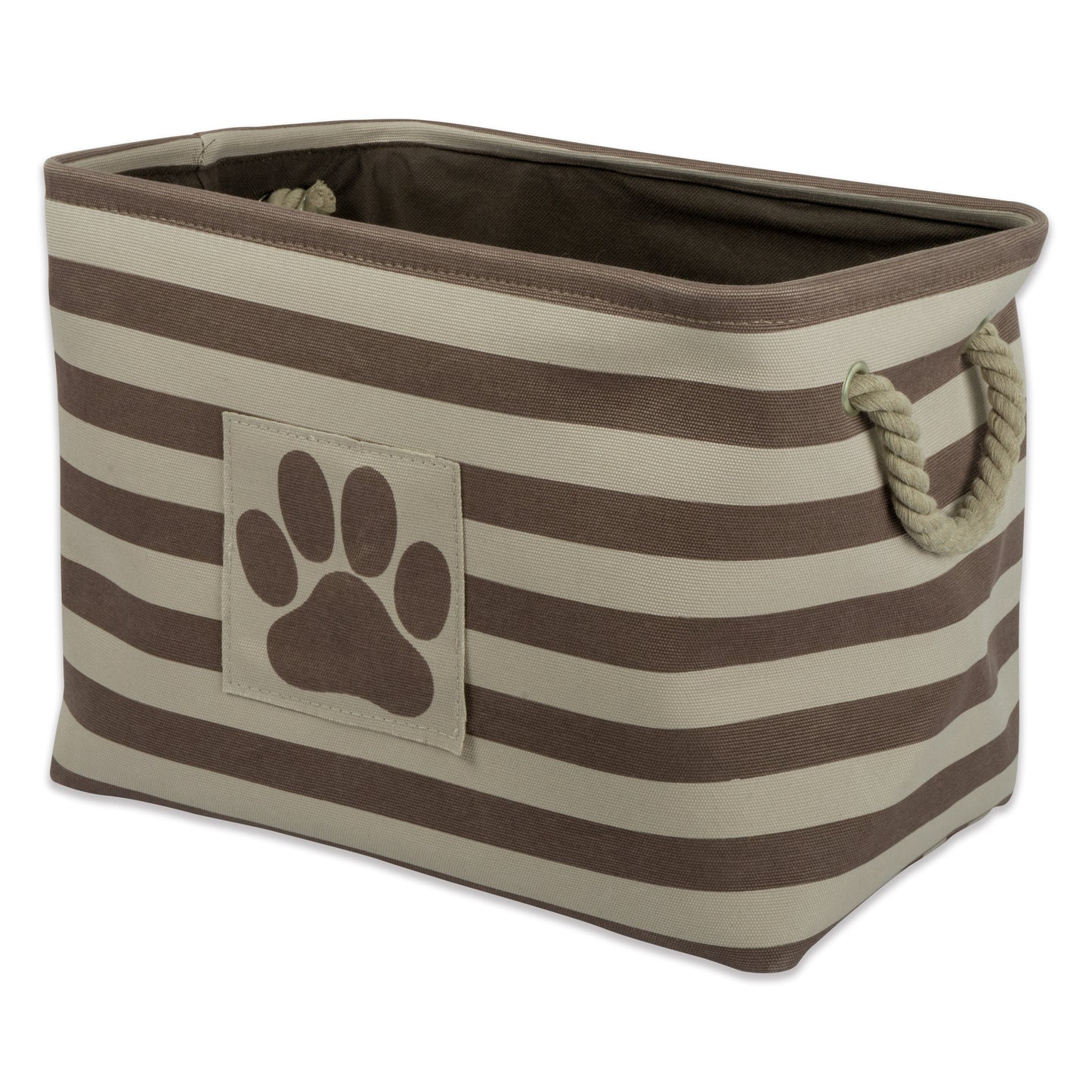 Bone Dry Pet Storage Bin, Striped Paw Patch, Brown, Large - 17.5x12x15"