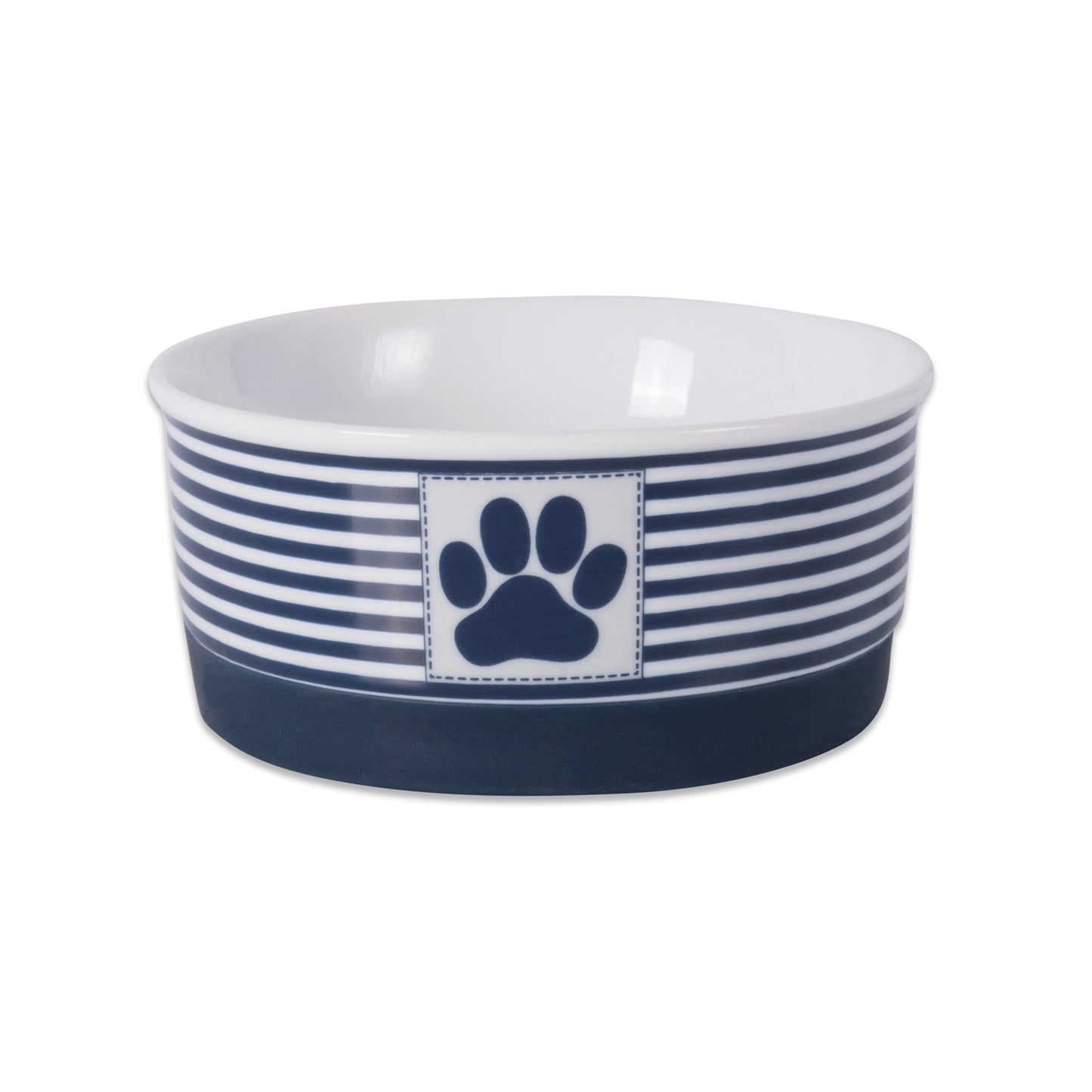 Nautical Blue Striped Paw Patch Pet Bowl Set of 2, Small - 3/4 C Capacity