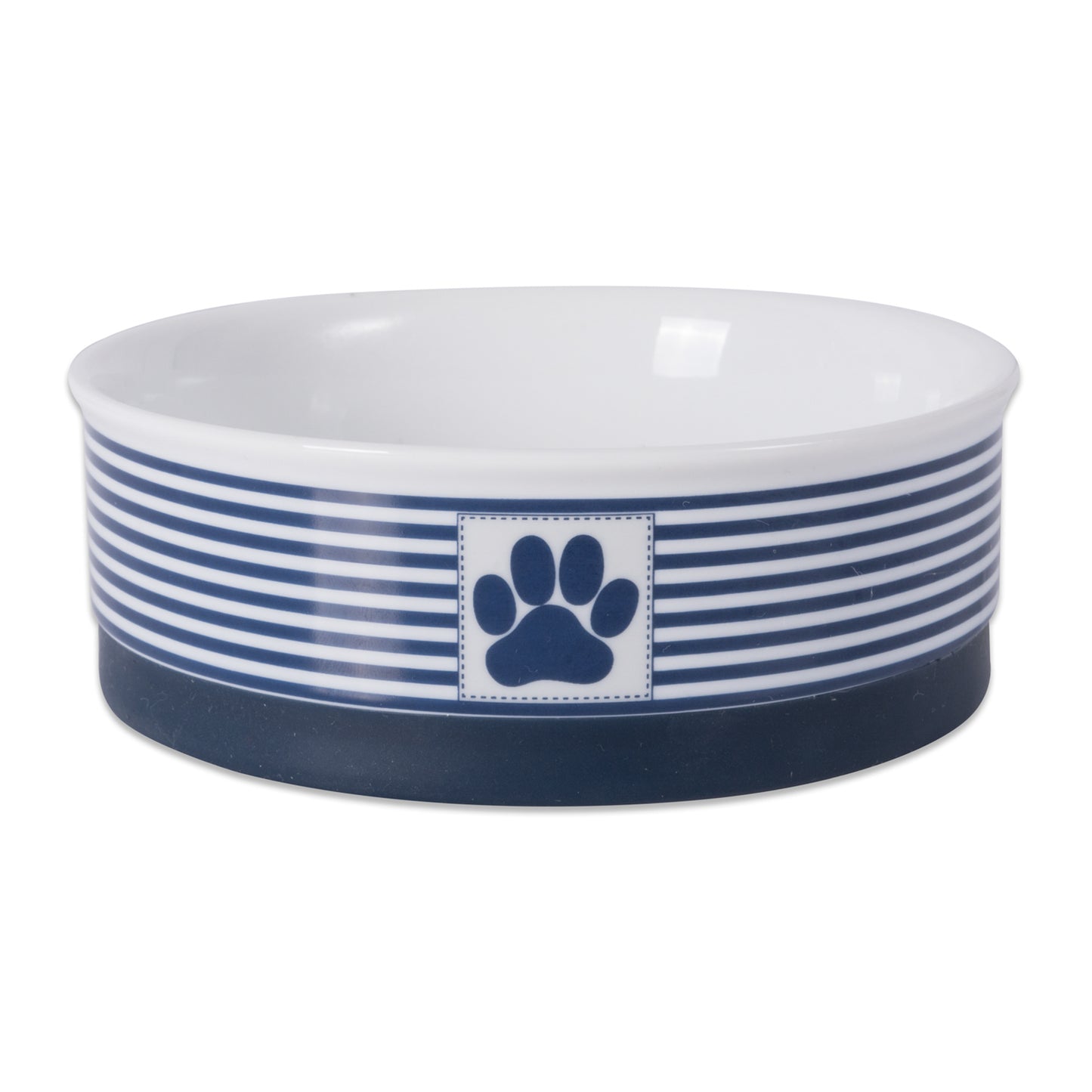 Nautical Blue Striped Paw Patch Pet Bowl Set of 2, Medium - 1.5 C. Capacity
