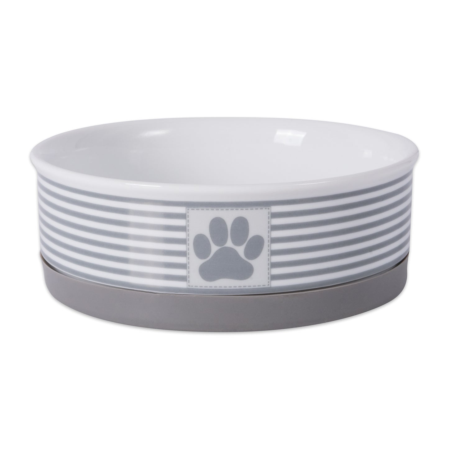 Gray Striped Paw Patch Pet Bowl Set of 2, Medium - 1.5 C. Capacity