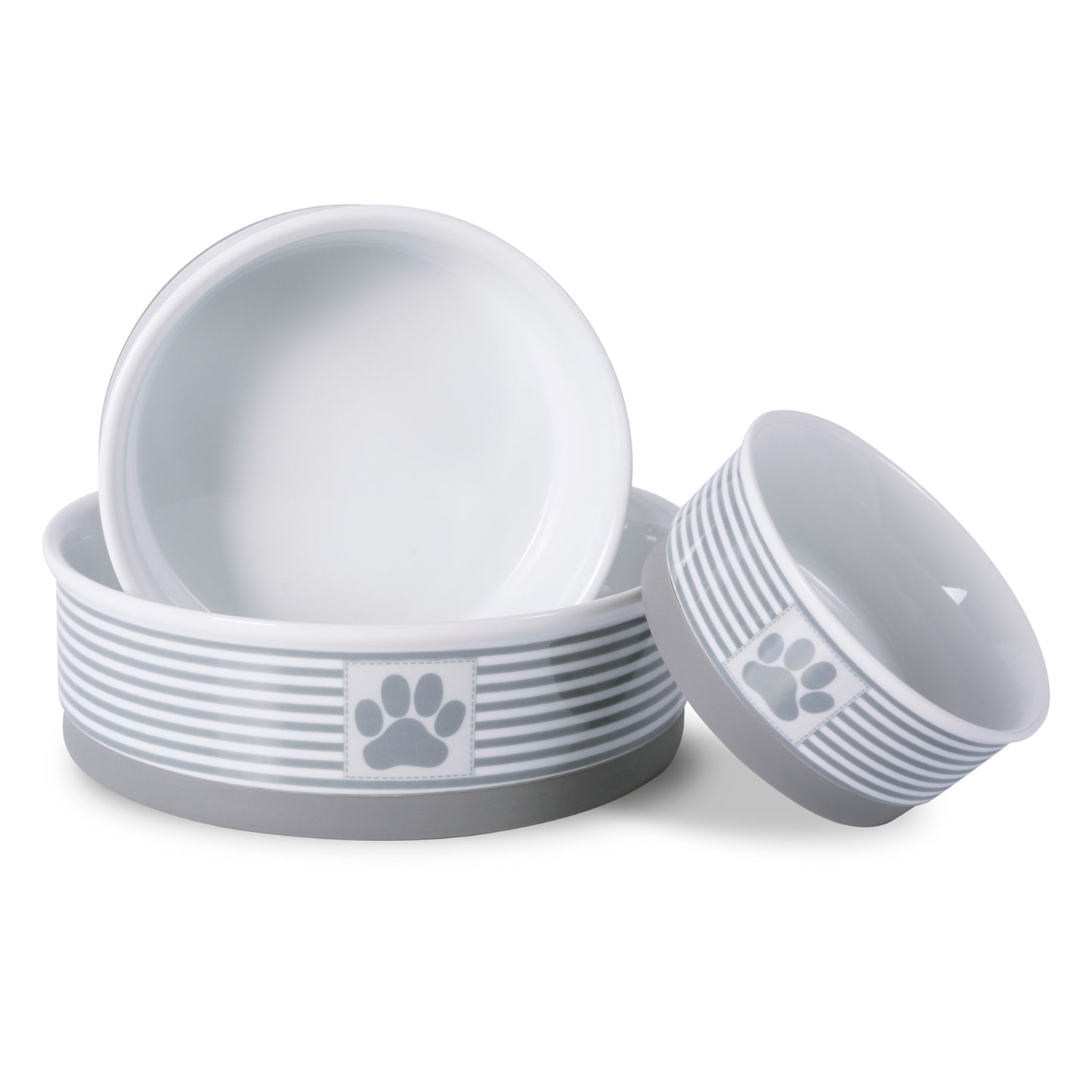 Gray Striped Paw Patch Single Pet Bowl, Small, 0.75 C. Capacity