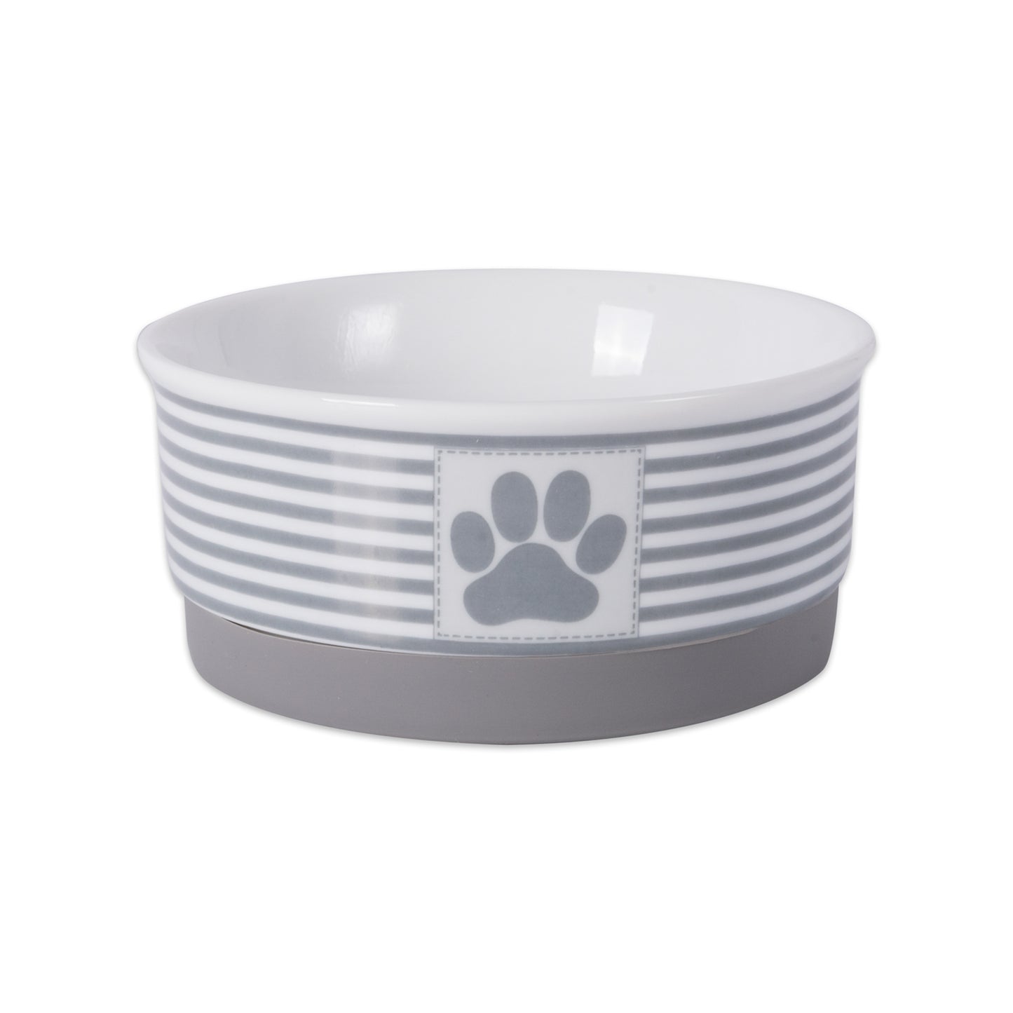 Gray Striped Paw Patch Single Pet Bowl, Small, 0.75 C. Capacity