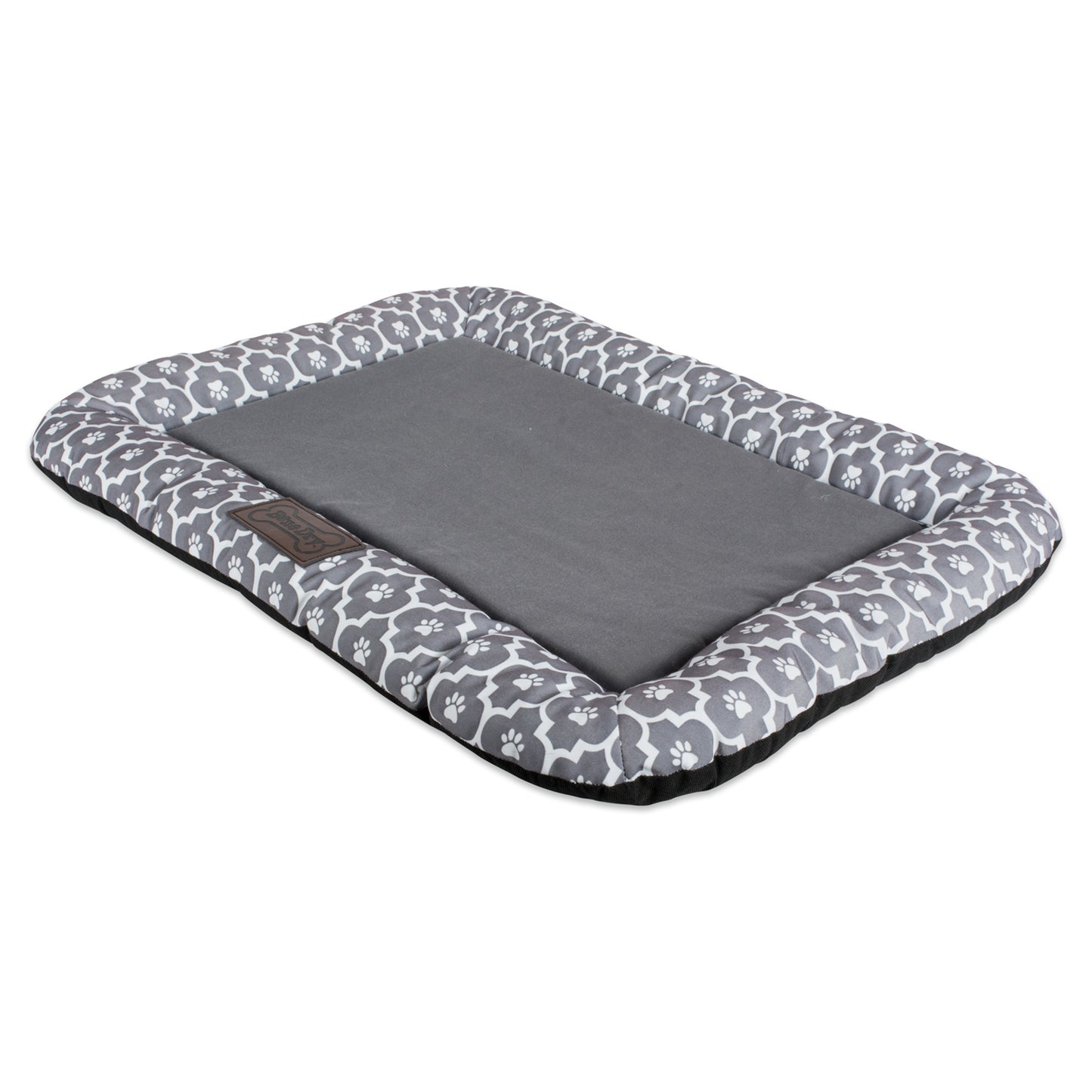 Bone Dry Pet Bed/Mat, Lattice Paw Print Border Cushion, Gray, Medium - 20x28"