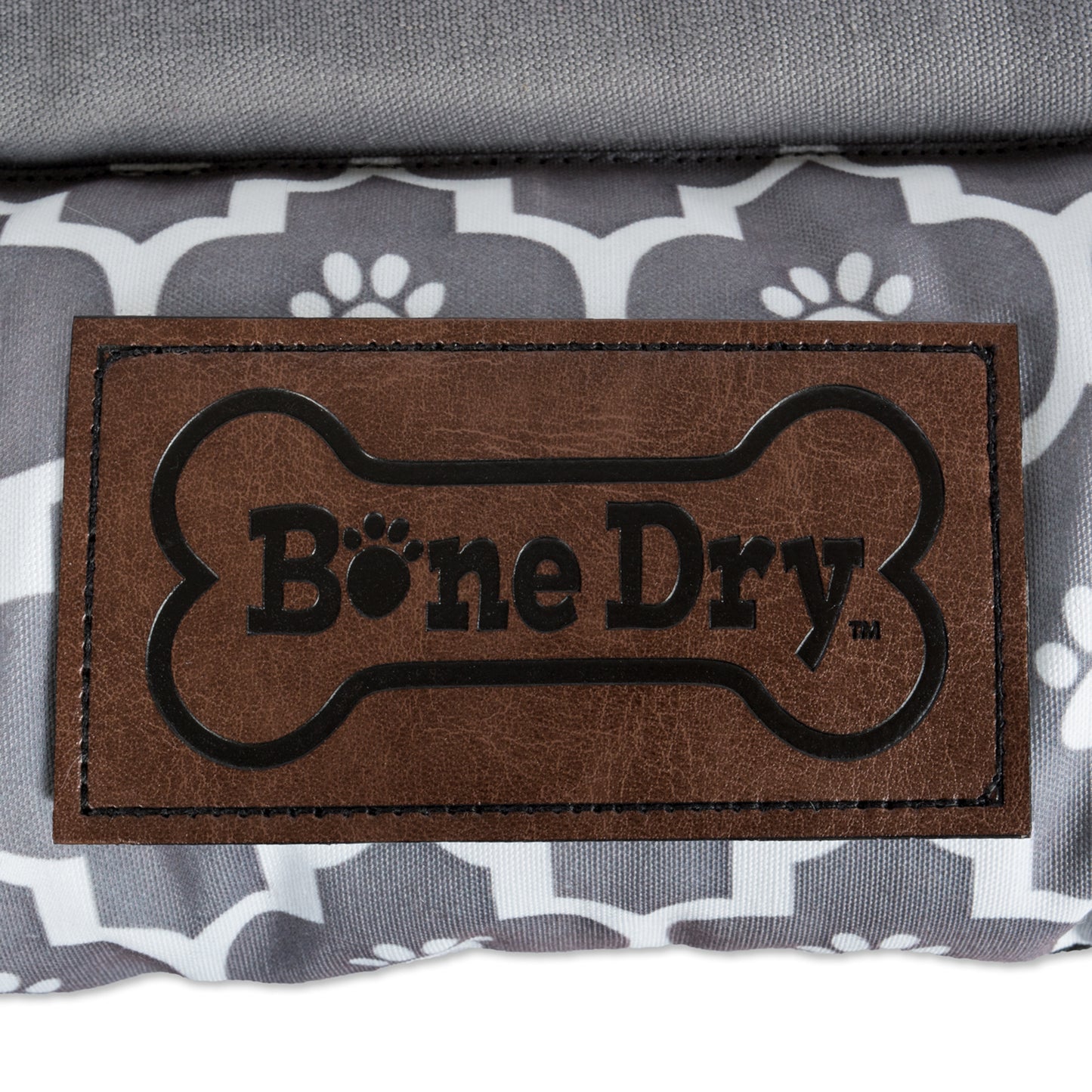 Bone Dry Pet Bed/Mat, Lattice Paw Print Border Cushion, Gray, Medium - 20x28"