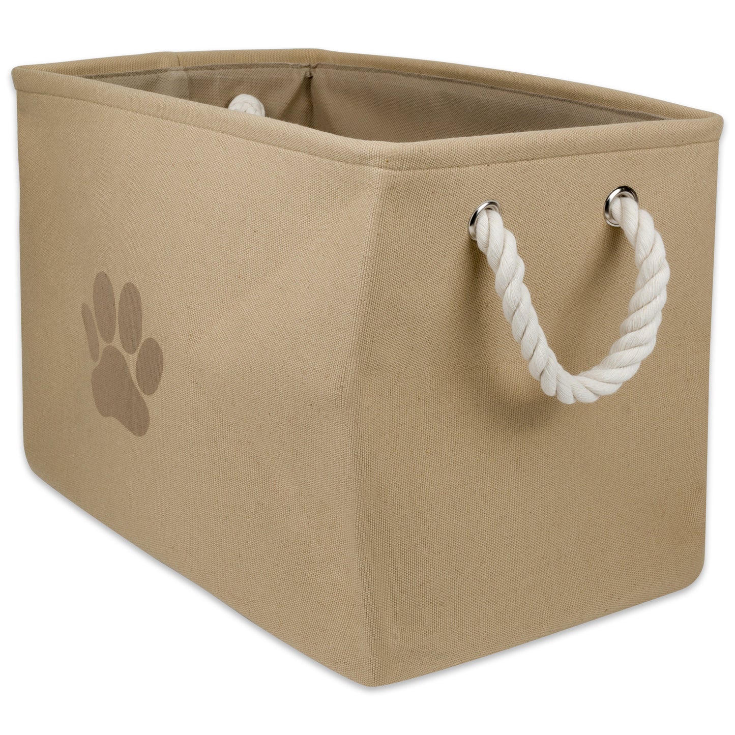 Collapsible Pet Storage Bin, Paw Print, Taupe, Small - 14x8x9"