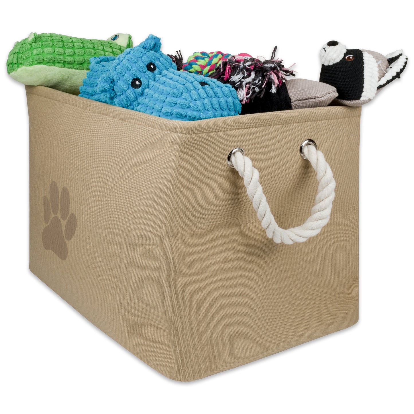Collapsible Pet Storage Bin, Paw Print, Taupe, Small - 14x8x9"