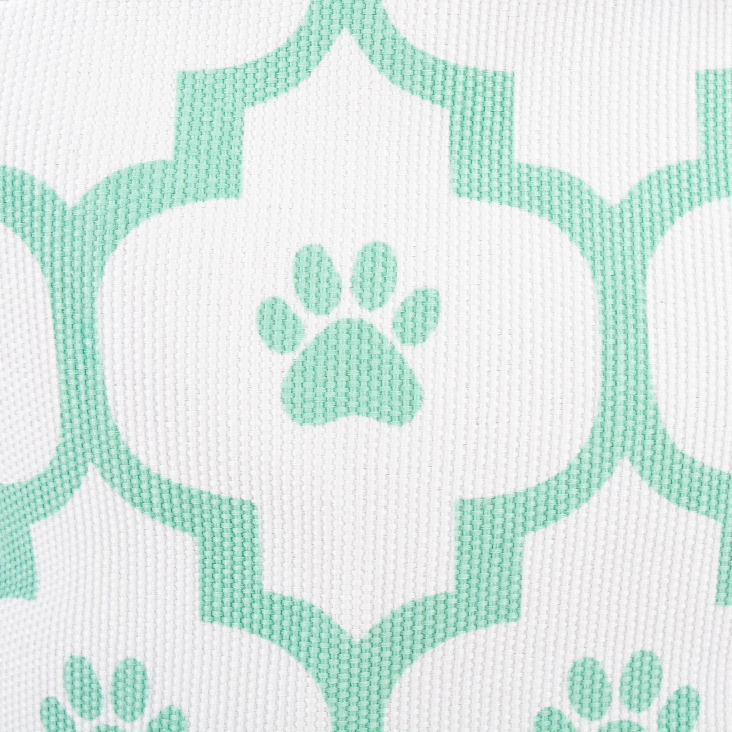 Bone Dry Pet Storage Bin, Lattice Paw Print, White/Aqua, Small Round - 12x9"