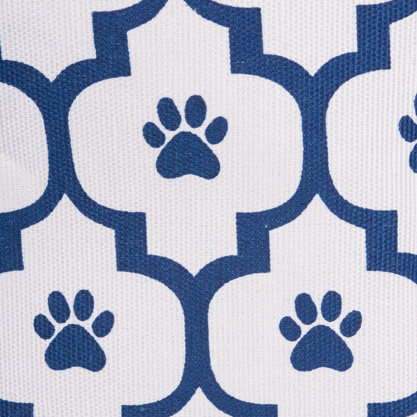 Bone Dry Pet Storage Bin, Lattice Paw Print, White/Navy, Small -14x8x9"