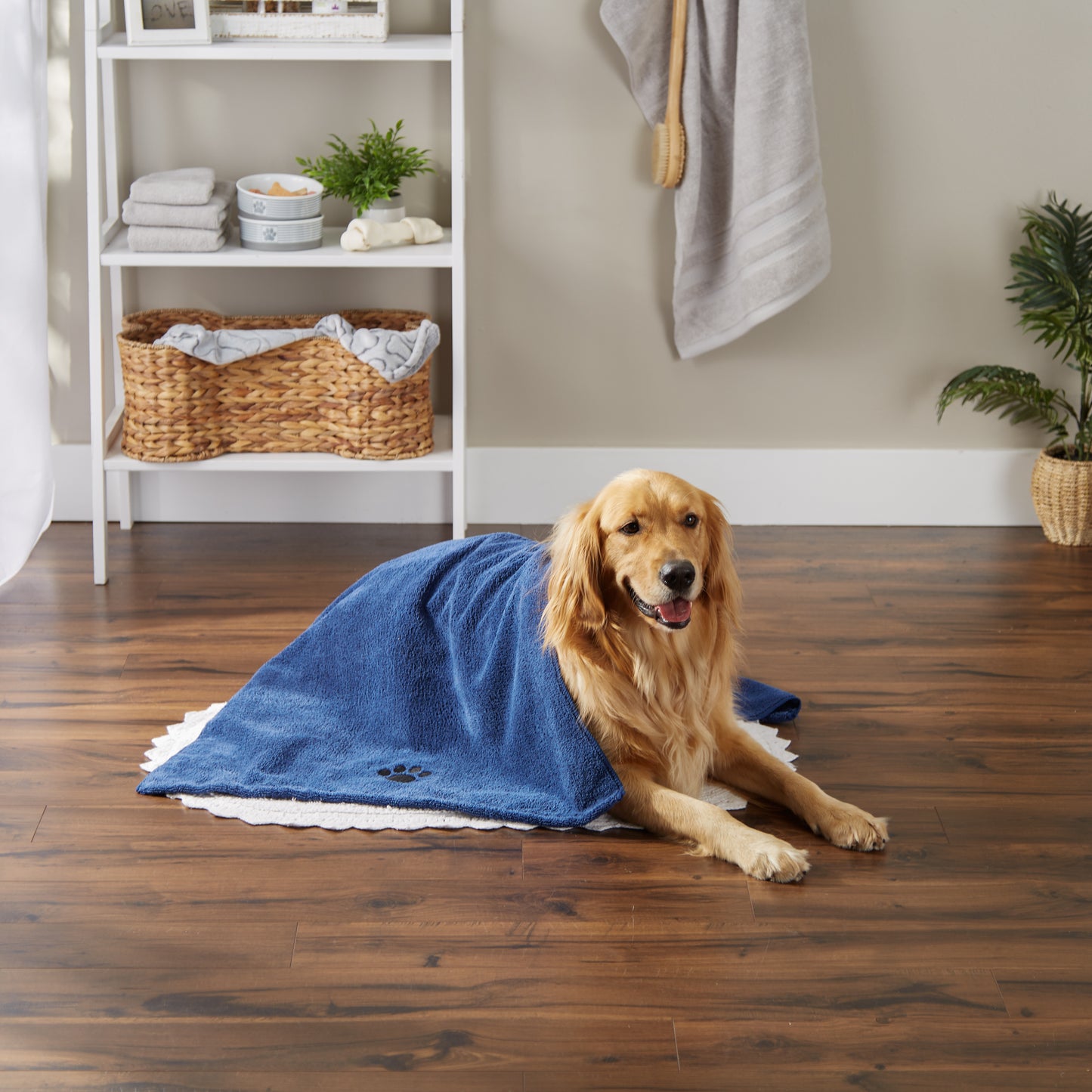 Bone Dry Large Pet Towel, Absorbent Microfiber, Navy, 41x23.5"