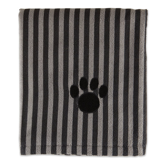 Bone Dry Stripe Pet Towel, Absorbent Microfiber, Black/Gray, Large - 41x23.5"