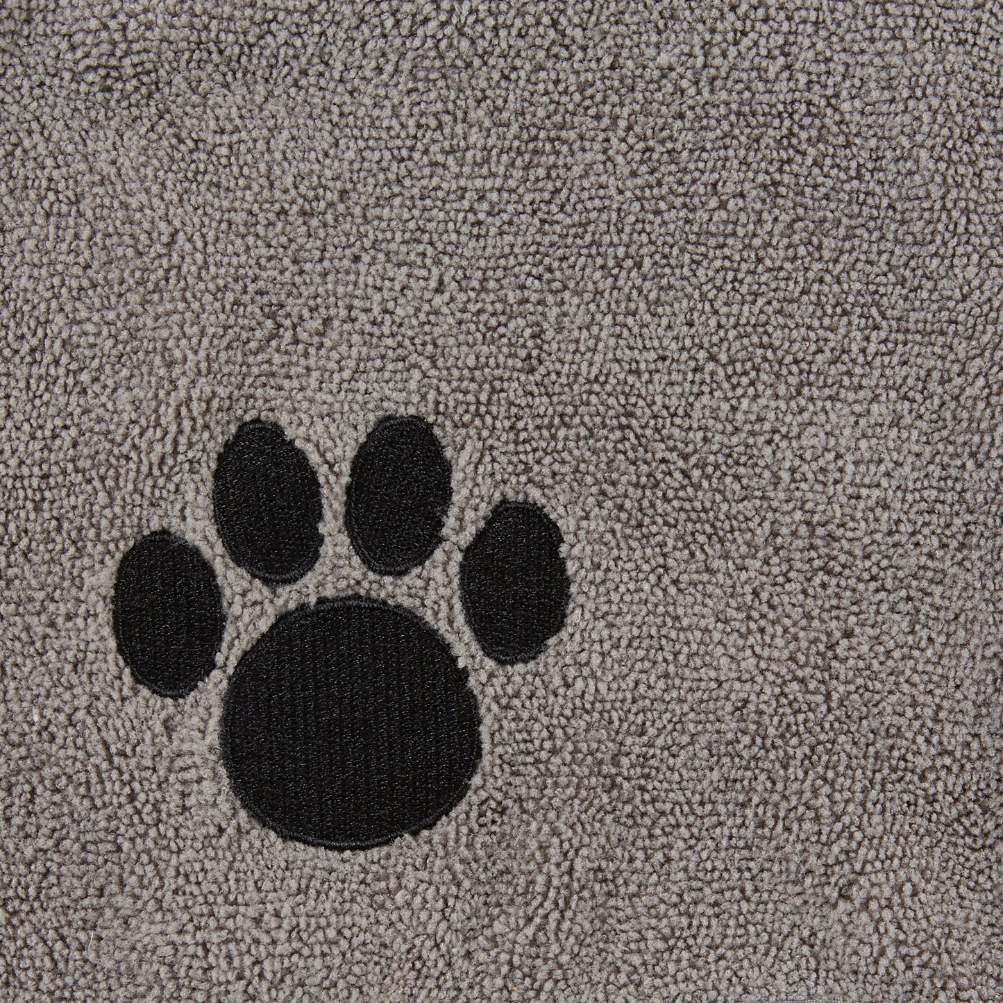 Bone Dry Terry Microfiber Pet Robe, Embroidered Paw Print - Gray - X-Small, up to 10 Lbs