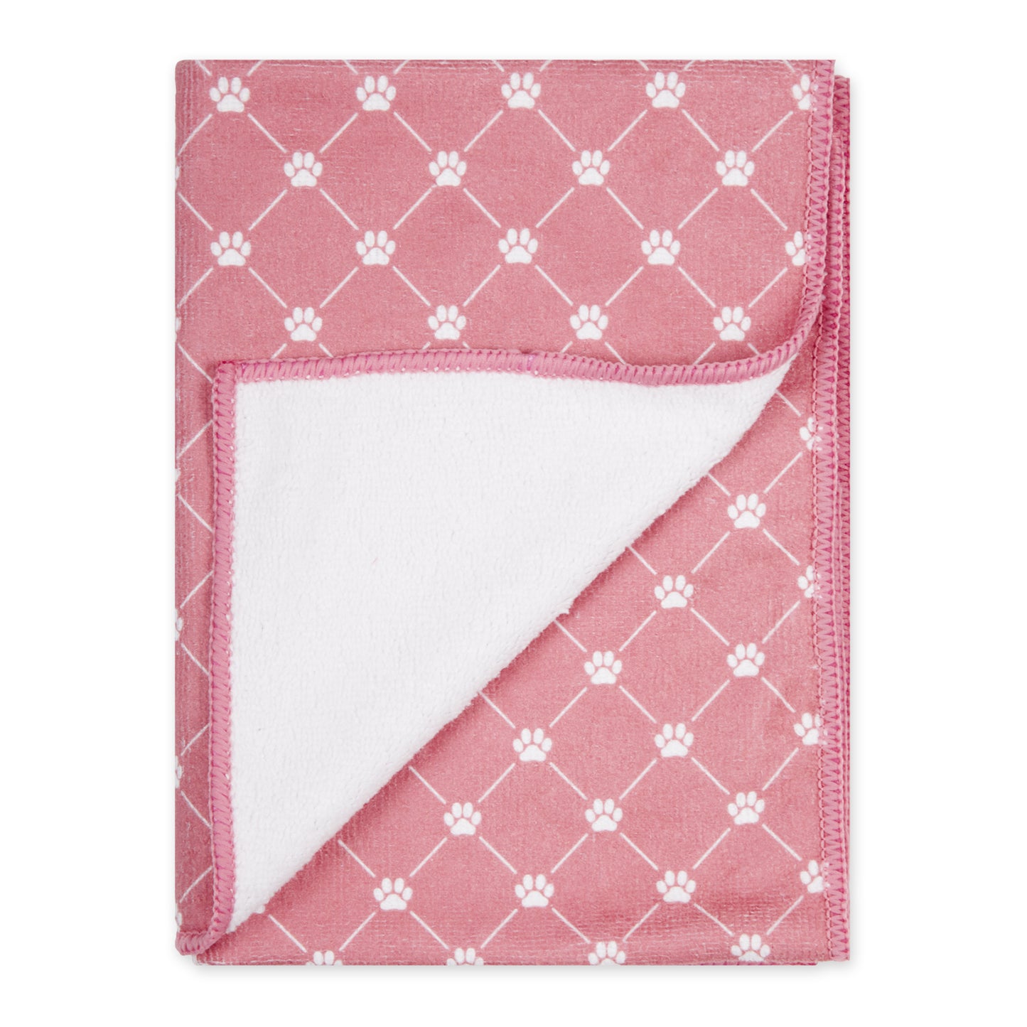 Bone Dry Small Microfiber Pet Towel - 3 Pack - Printed Trellis, Rose, 15x30"