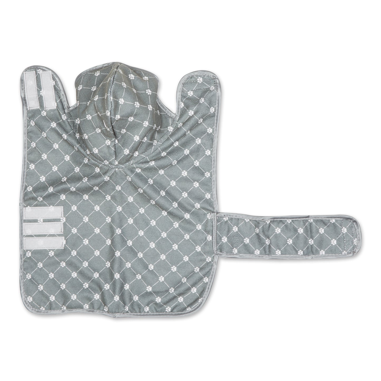 Microfiber Pet Robe, Trellis Paw Print - Gray - Small, 10-20 lbs