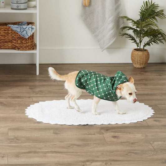 Microfiber Pet Robe, Trellis Paw Print - Hunter Green - X- Small, up to 10 Lbs