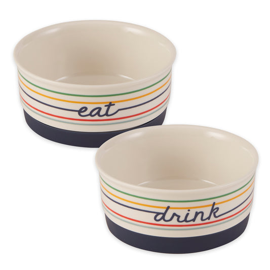 Eat/Drink Pet Bowl Set/2, Small - 3/4 C Capacity