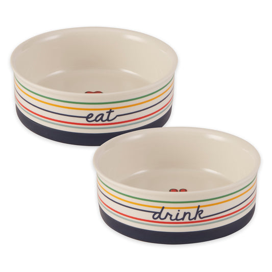 Eat/Drink Pet Bowl Set/2, Medium - 1.5 C. Capacity