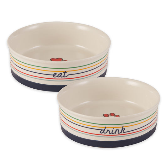 Eat/Drink Pet Bowl Set of 2 , Large 3.75 C. Capacity