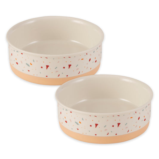 Terrazzo Pet Bowl Set of 2, Medium - 1.5 C. Capacity